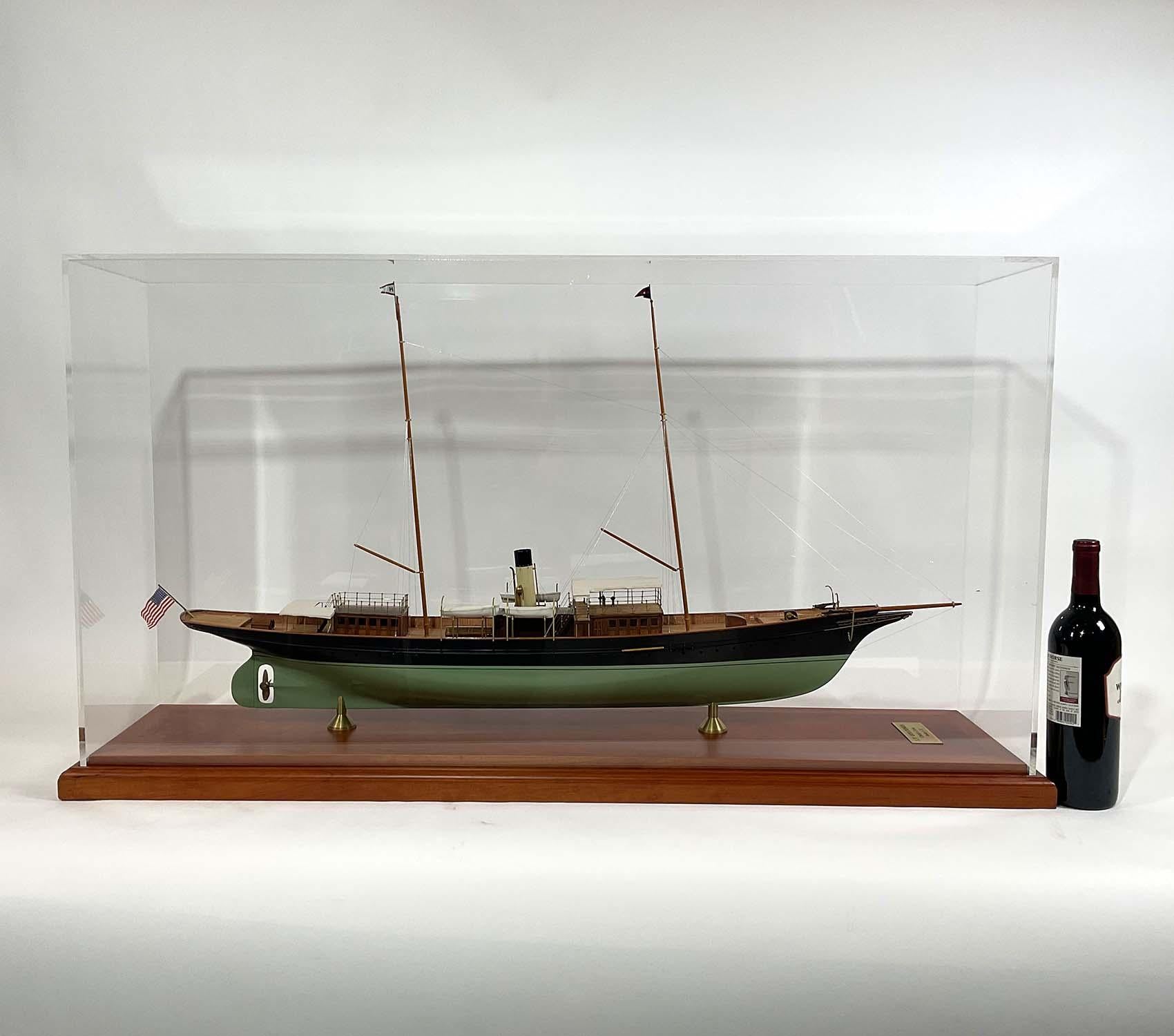 Cased Model of the Steam Yacht Golconda In Excellent Condition In Norwell, MA