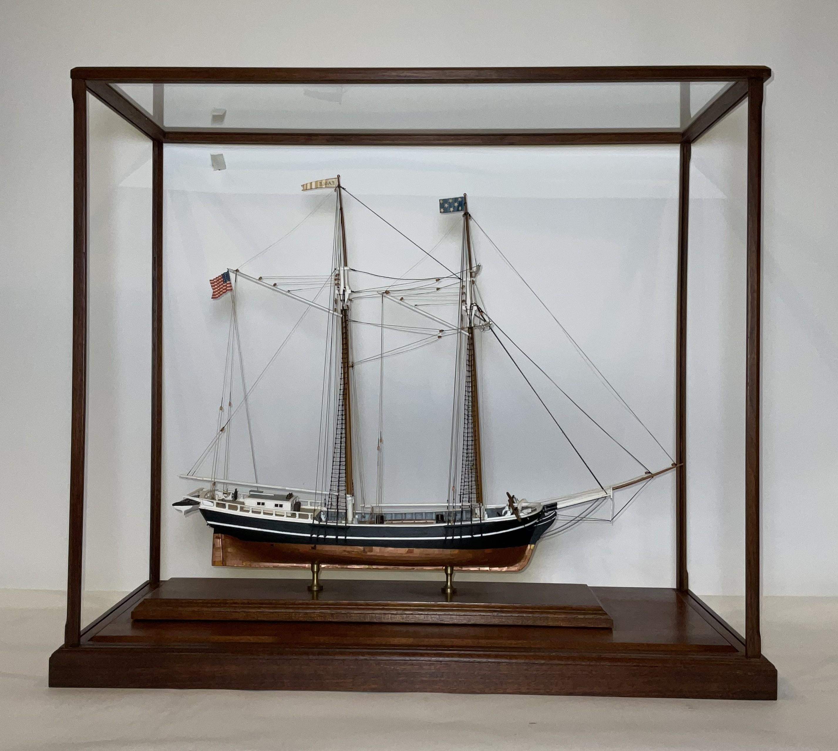 North American Cased Model of the Topsail Schooner Eagle For Sale