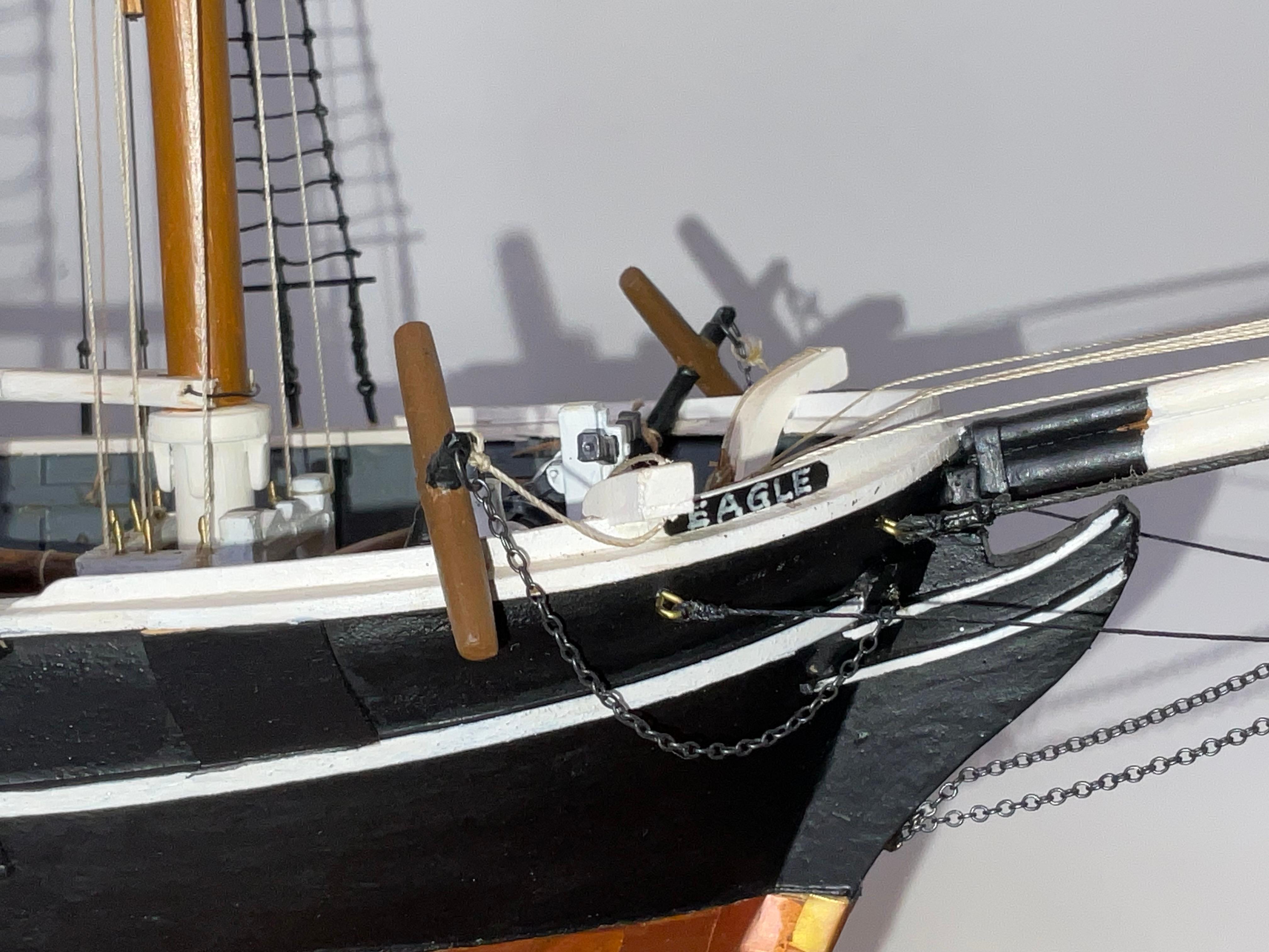 Late 20th Century Cased Model of the Topsail Schooner Eagle For Sale