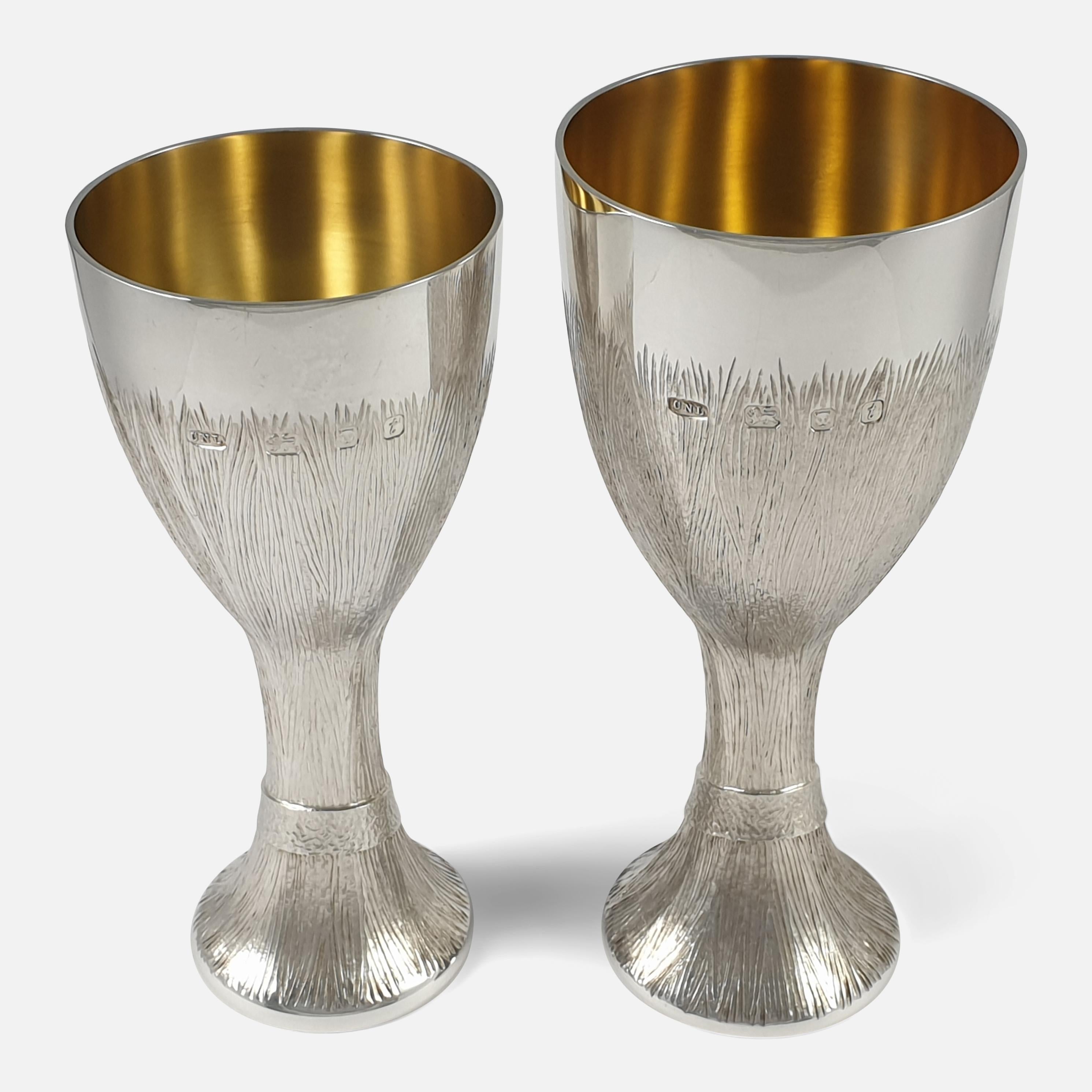 Modern Cased Pair of Sterling Silver Venus and Mars Symbol Court Cups