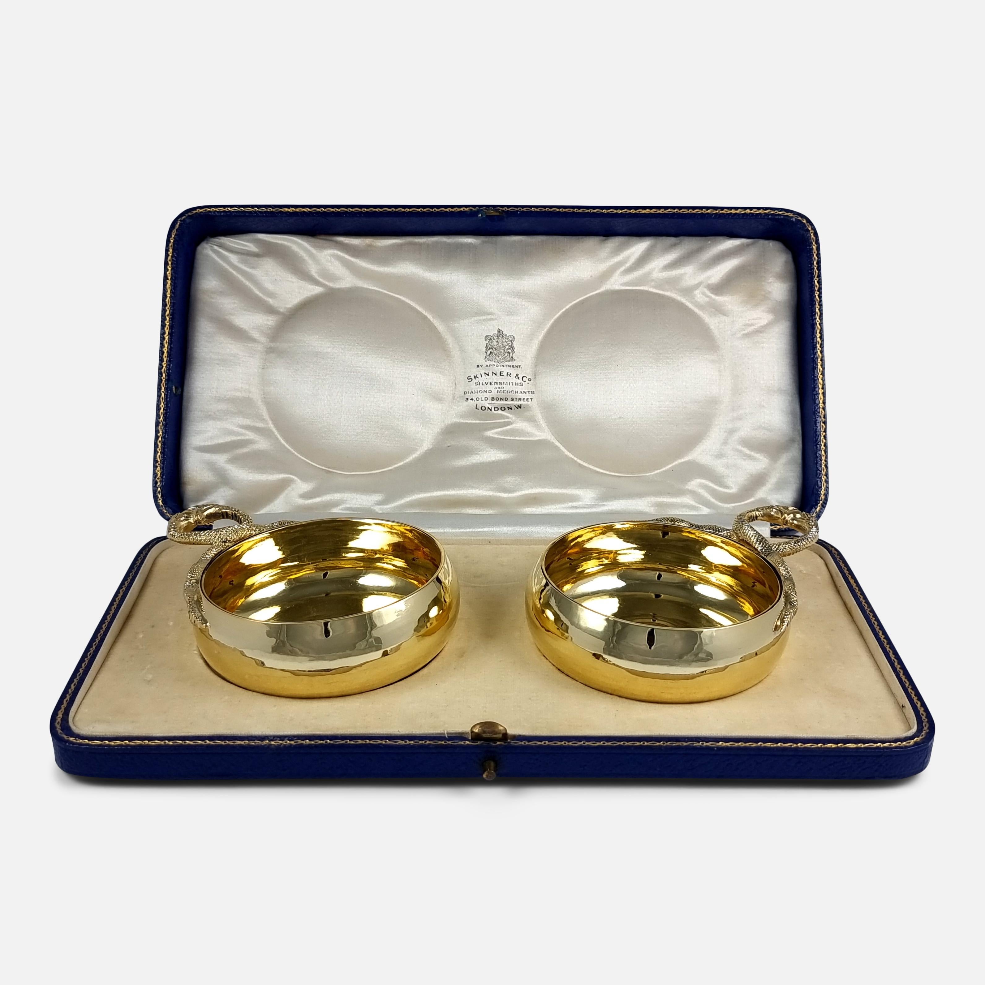 Cased Pair of Sterling Silver-Gilt Wine Tasters, 1934 13