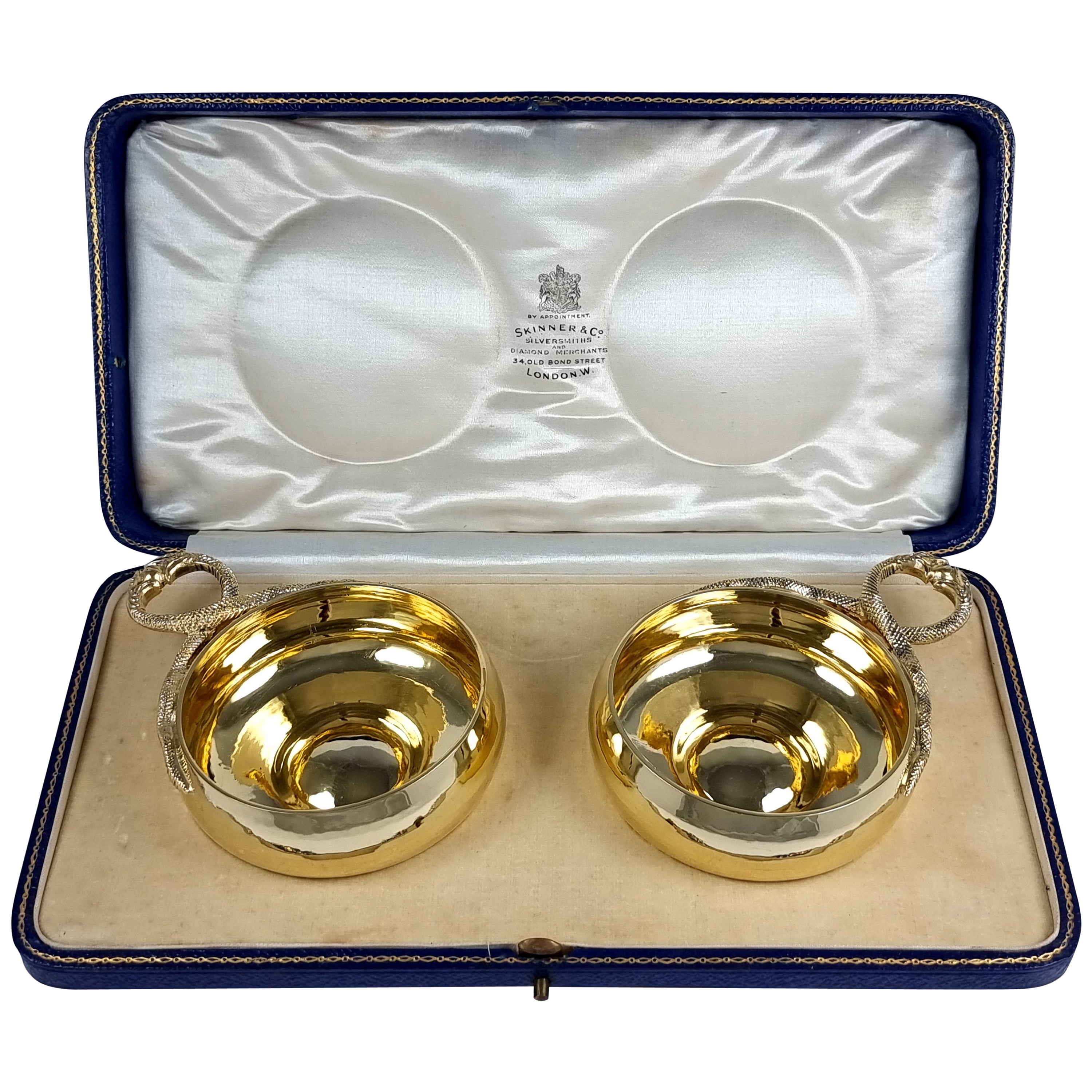 Cased Pair of Sterling Silver-Gilt Wine Tasters, 1934