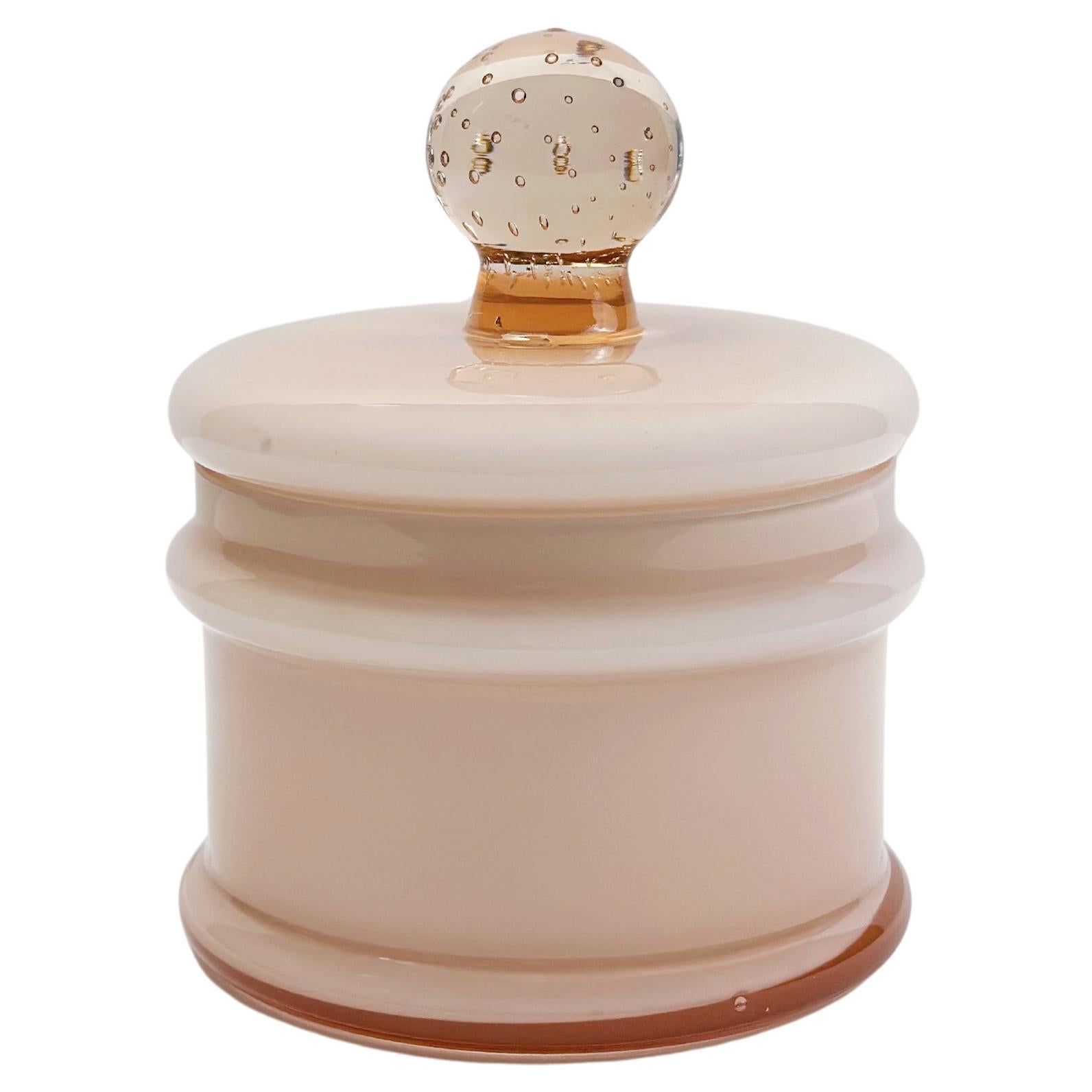 Cased Pink Empoli Glass Apothecary Jar by Carlo Moretti, Italy, 1960s