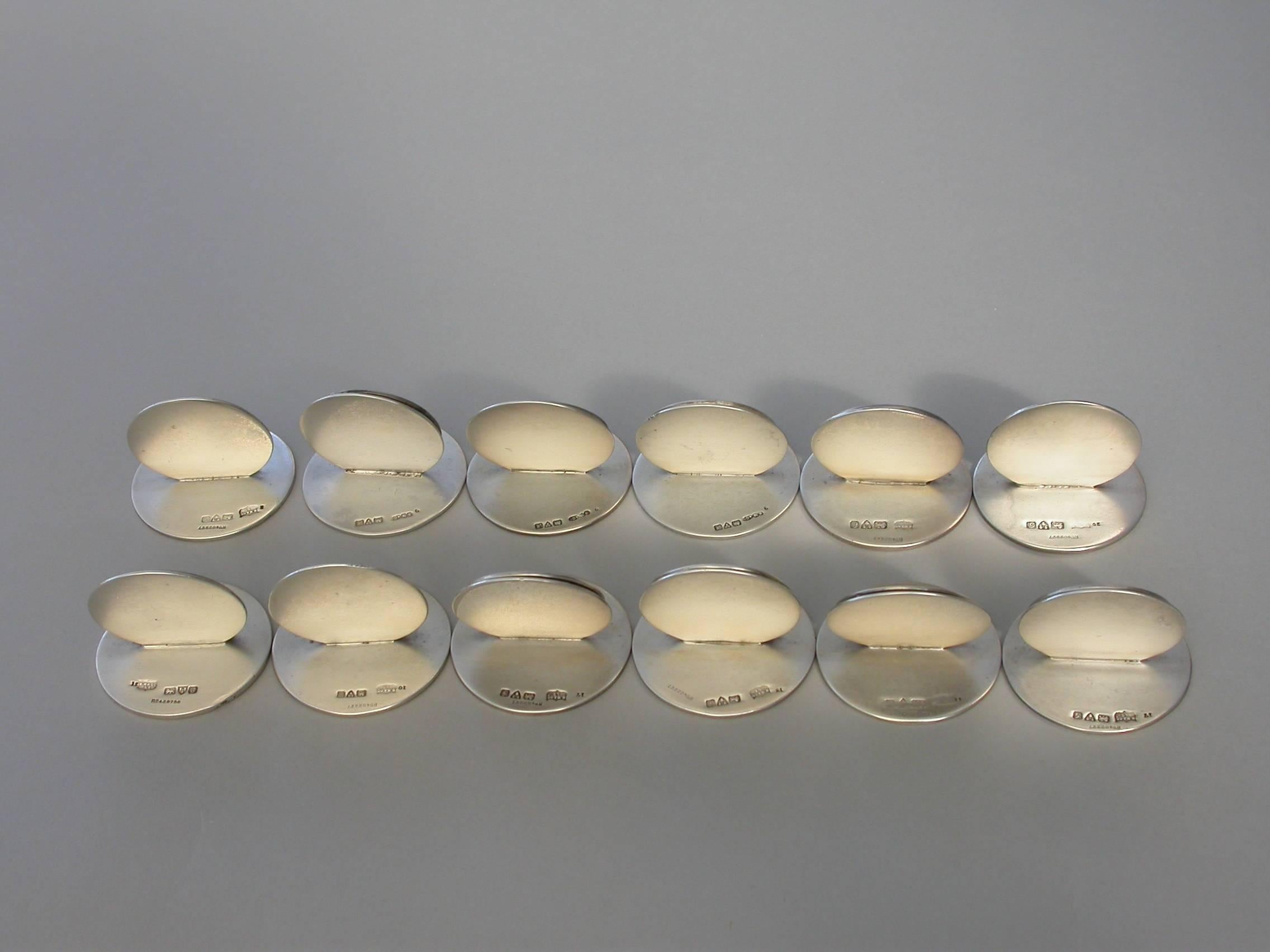 Cased Set 12 Silver and Enamel Bird Menu Holders, by Sampson Mordan 1904-1912 For Sale 4