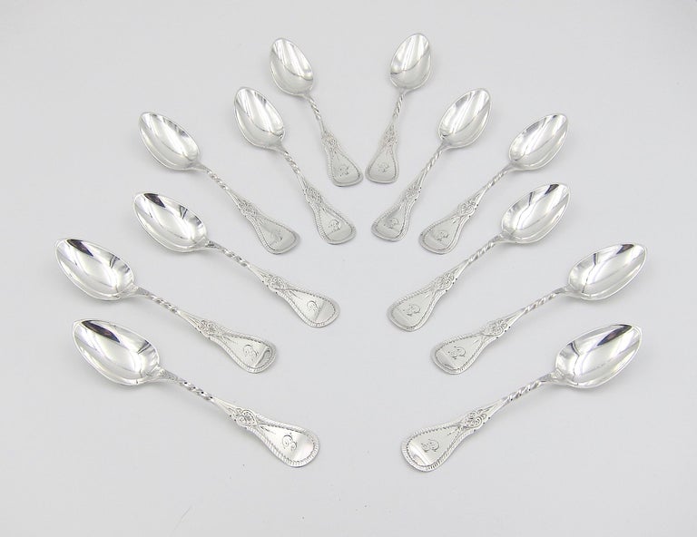 Antique American Coin Silver Spoon Set by James Watts of Philadelphia