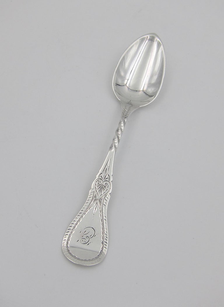 Antique American Coin Silver Spoon Set by James Watts of Philadelphia