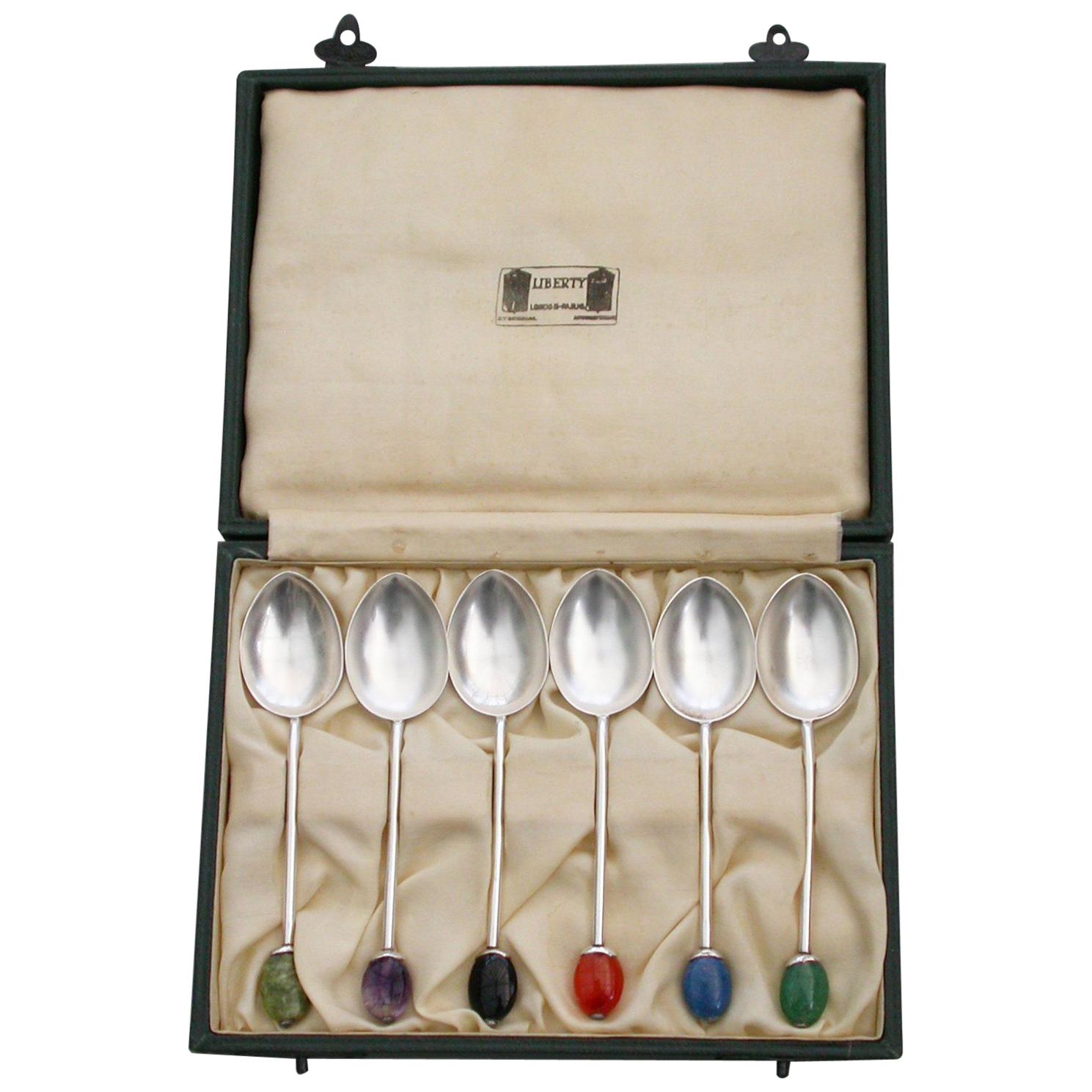 Arthur Price Cased Antique Sterling Silver Hallmarked 1931 Coffee Bean Spoons Arthur Price 