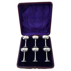 Antique  Cased Set of 6 Silver Liqueur 'Champagne Coupes’, James Dixon & Sons, Sheffield