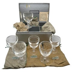 Cased Set of 6 Steuben 5.25" Crystal Wine Glasses Marshall Field & Co Box