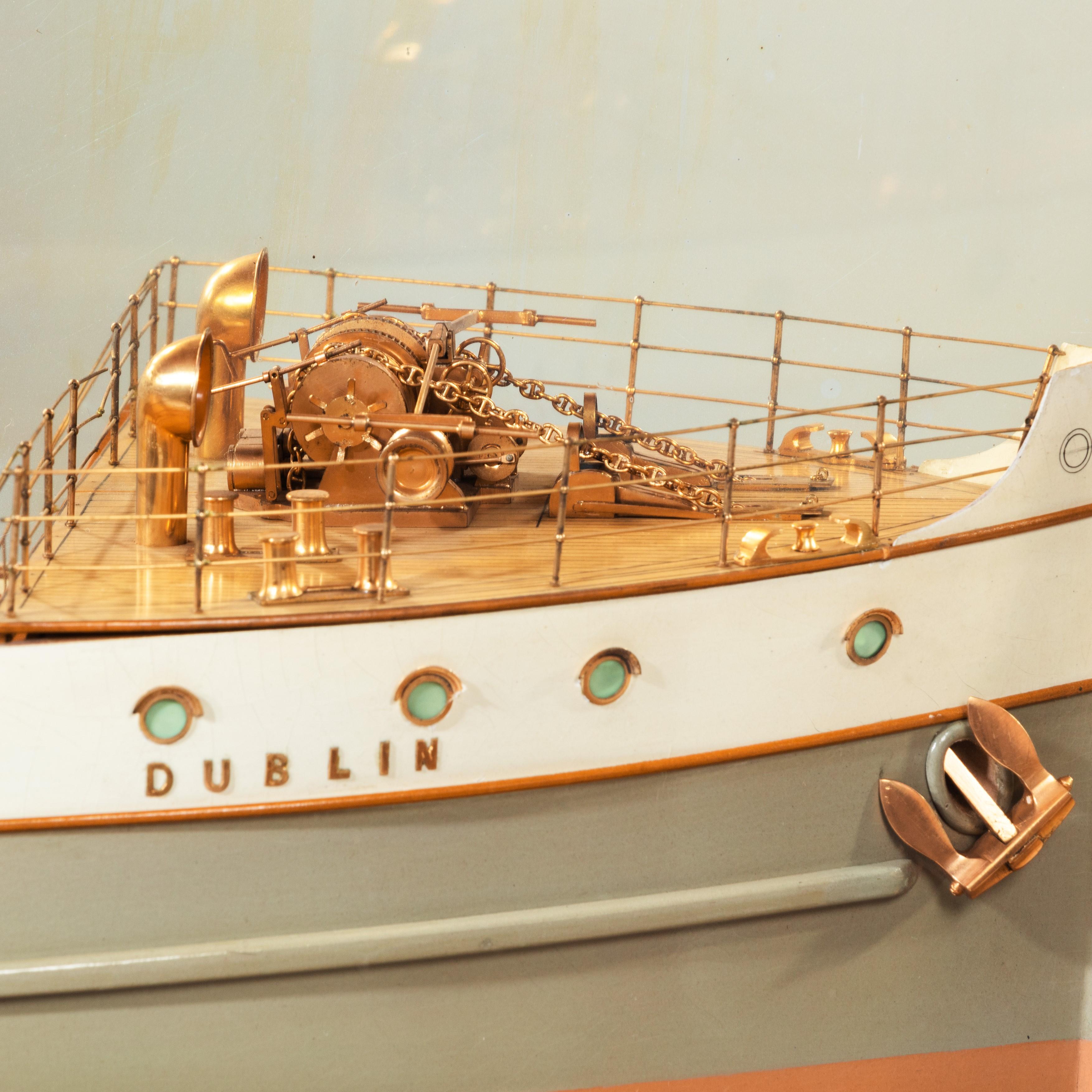 Glass Cased Ship’s Boardroom Model of Three Sister Ships For Sale