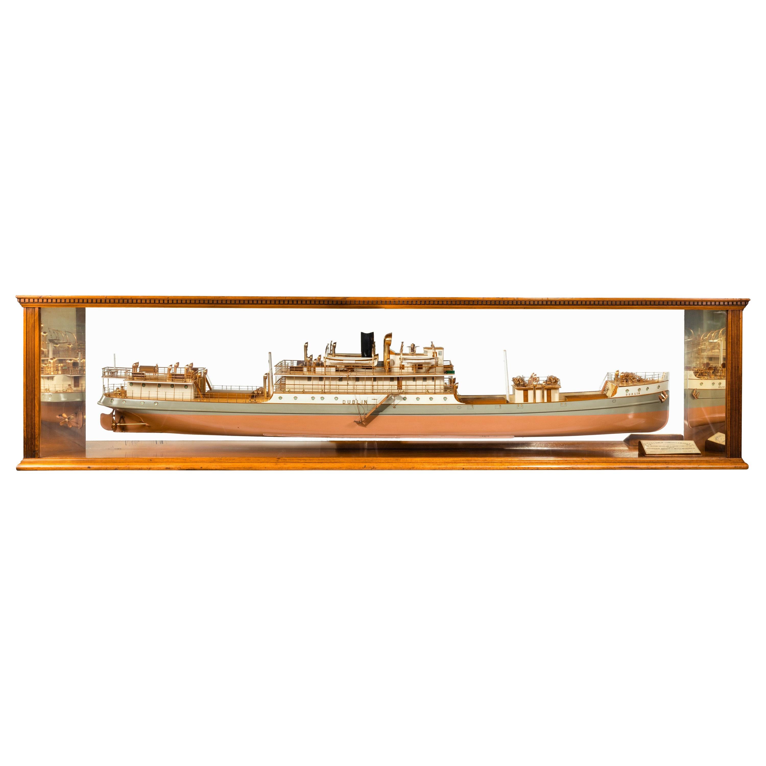 Cased Ship’s Boardroom Model of Three Sister Ships For Sale