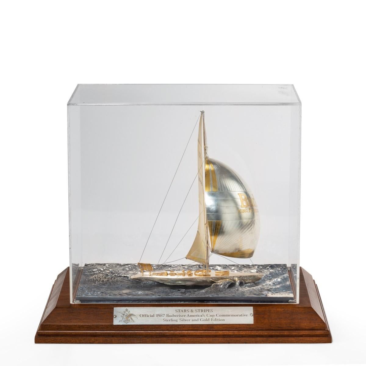 Cased Silver and Gilt Model of America’s Cup Yacht Stars and Stripes, 1987 5