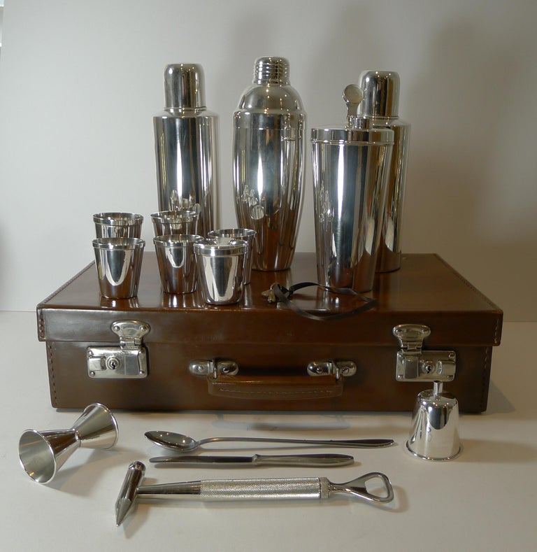 Cased Travel Cocktail Shaker / Drinks Set, c.1930 at 1stDibs
