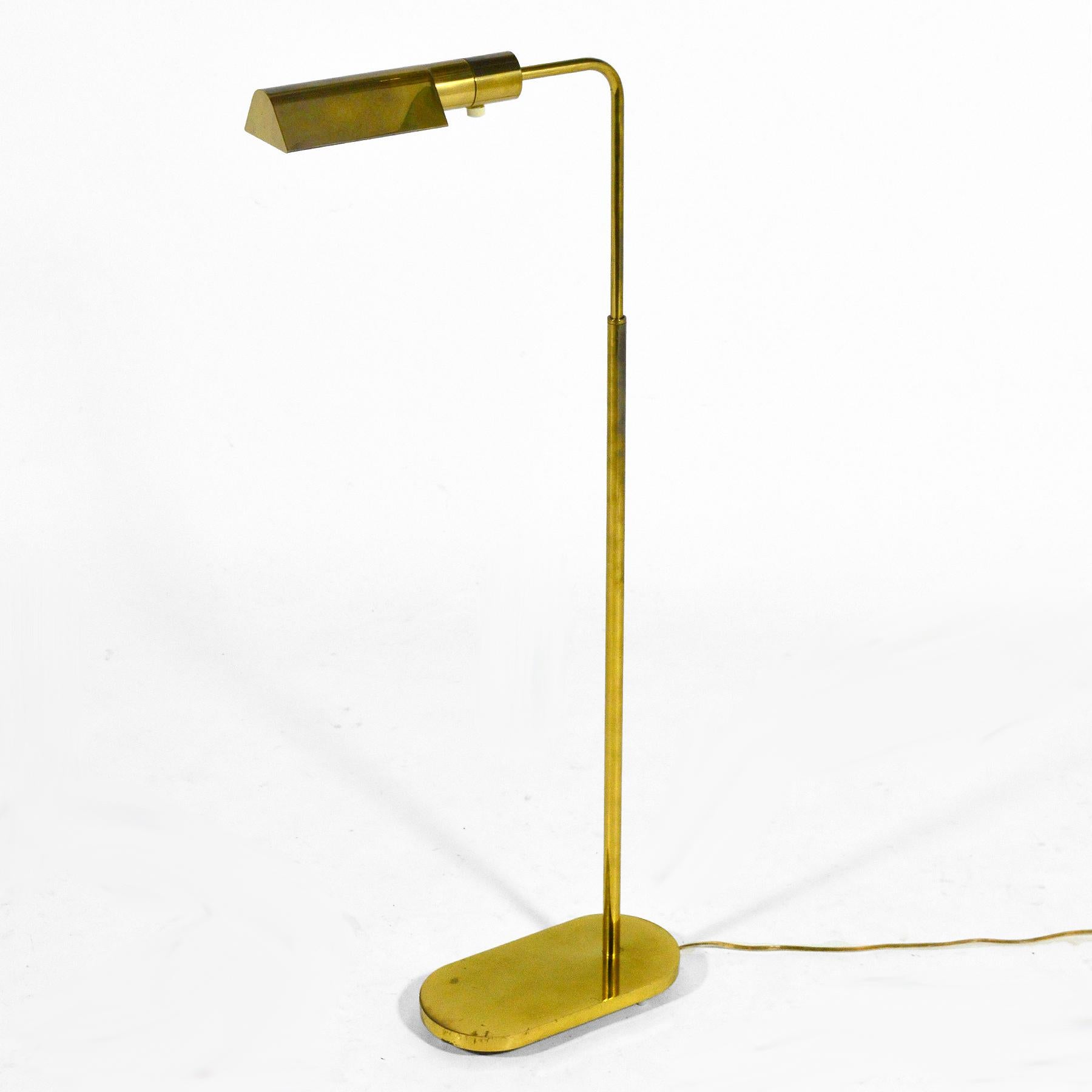 Casella Adjustable Brass Pharmacy Floor Lamp In Good Condition In Highland, IN