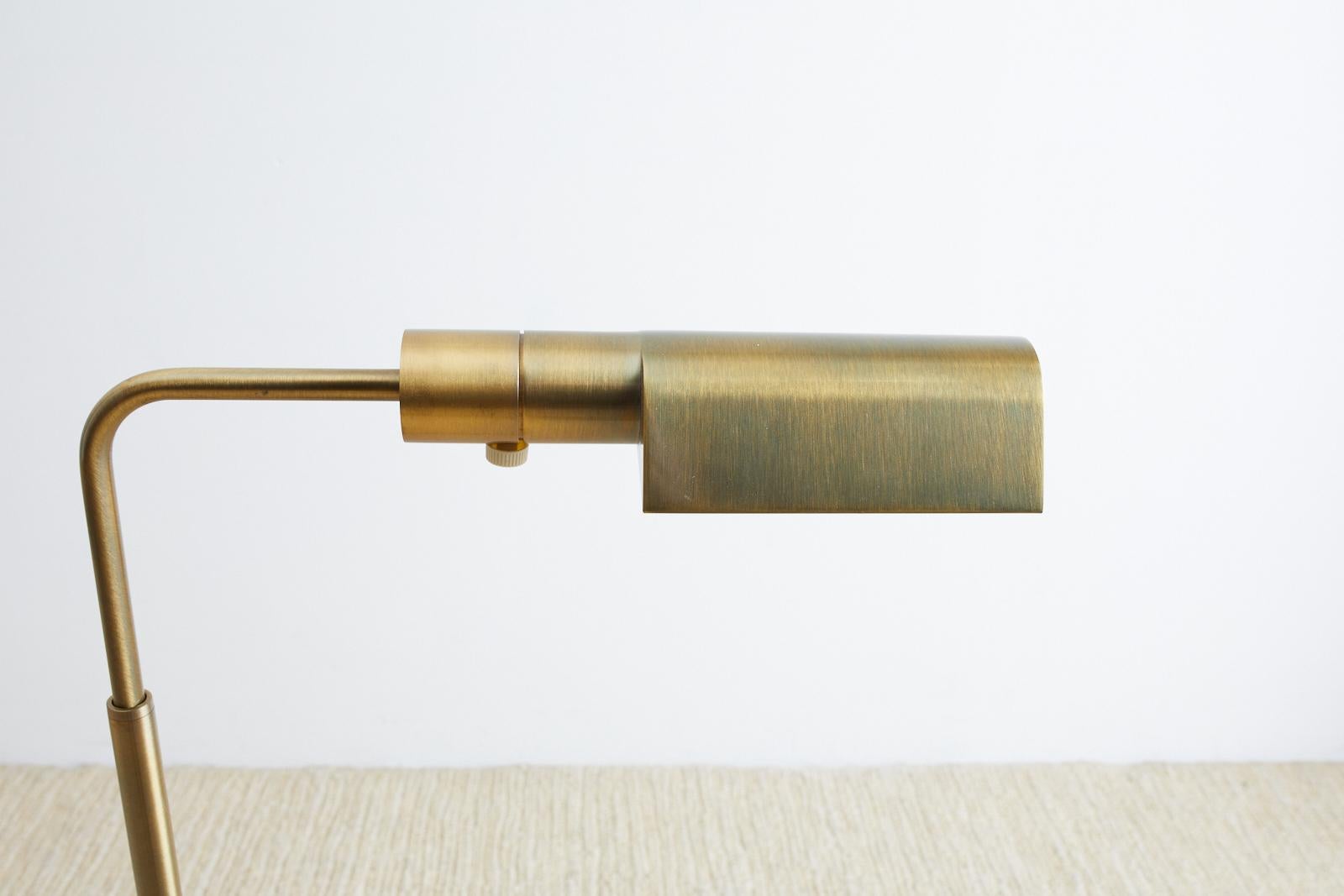 American Casella Brass Height Adjustable Pharmacy Floor Lamp