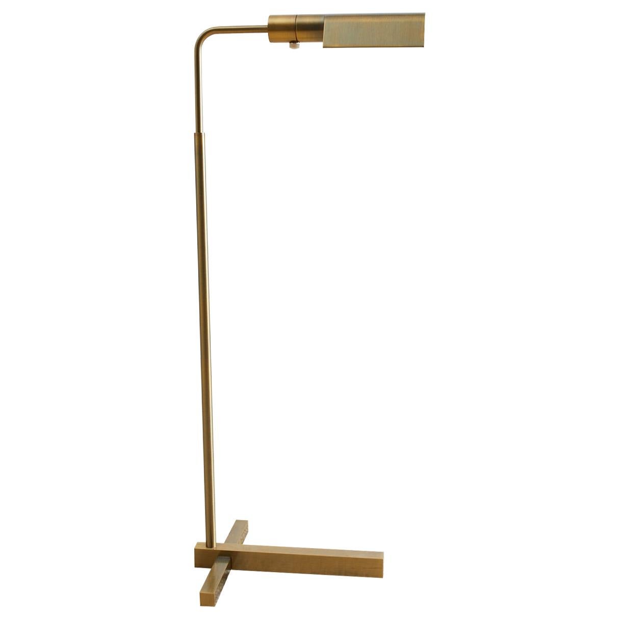 Casella Brass Height Adjustable Pharmacy Floor Lamp