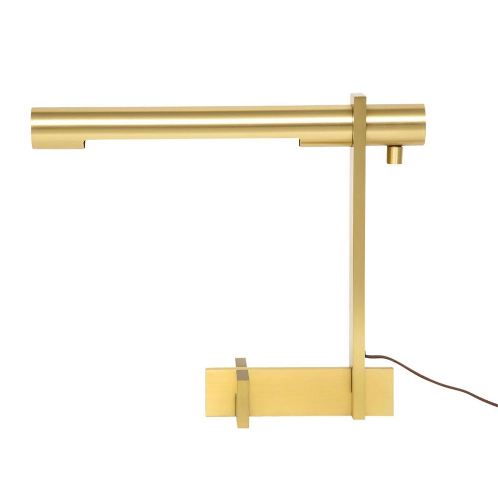 Mid-Century Modern Casella Desk Lamp, Brushed Brass, Cantilevered, Signed