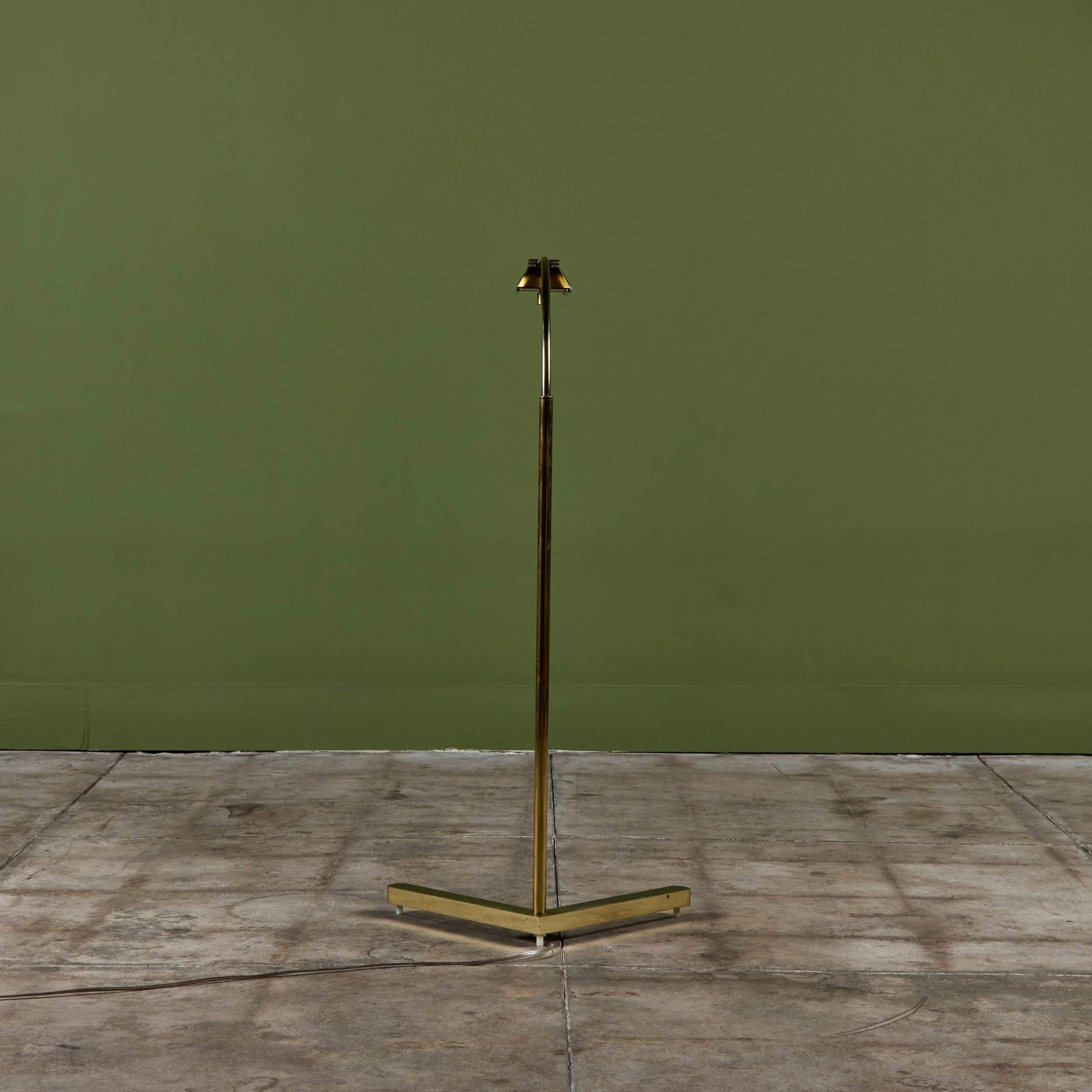 Casella Curved Stem Brass Floor Lamp For Sale 4