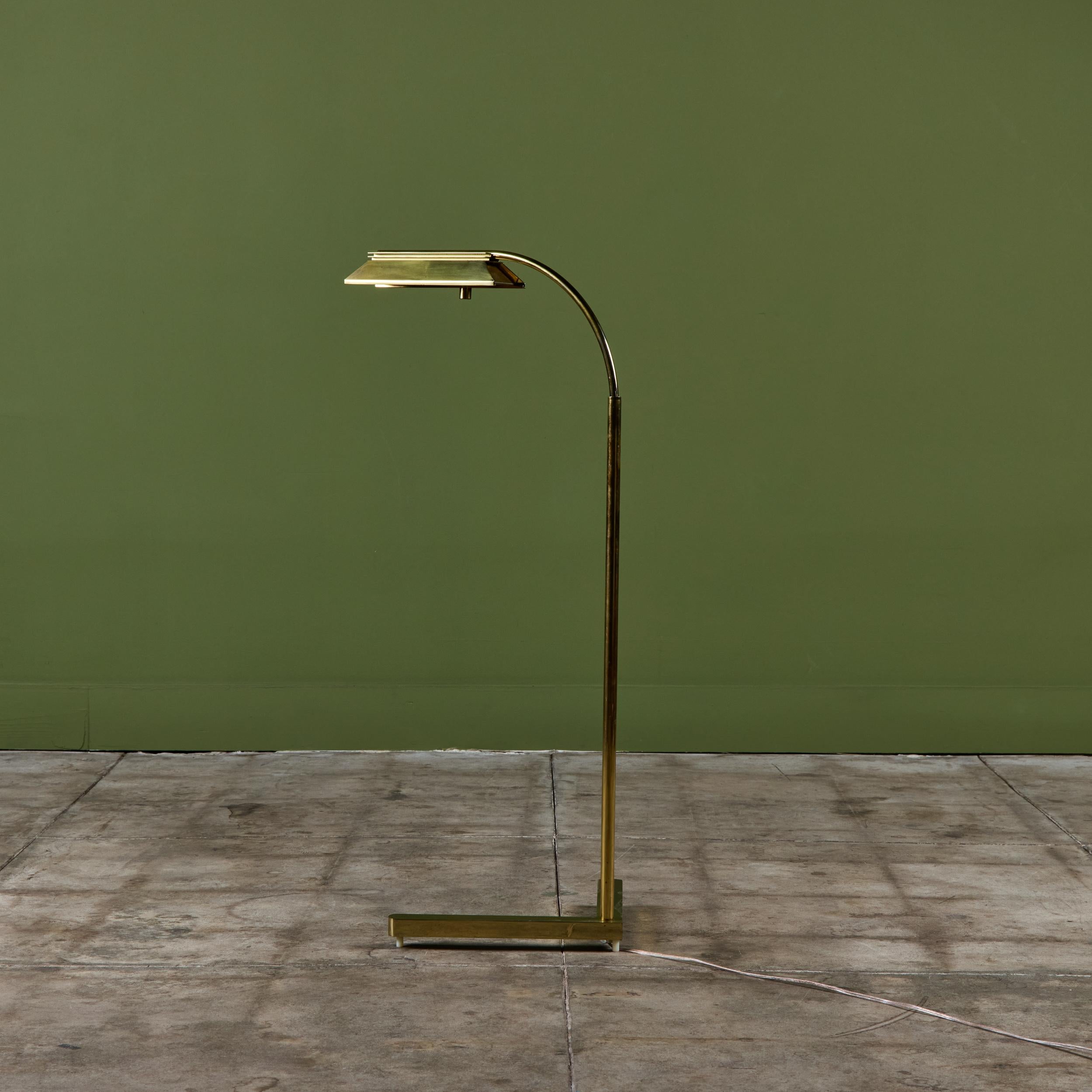 Casella Curved Stem Brass Floor Lamp For Sale 5