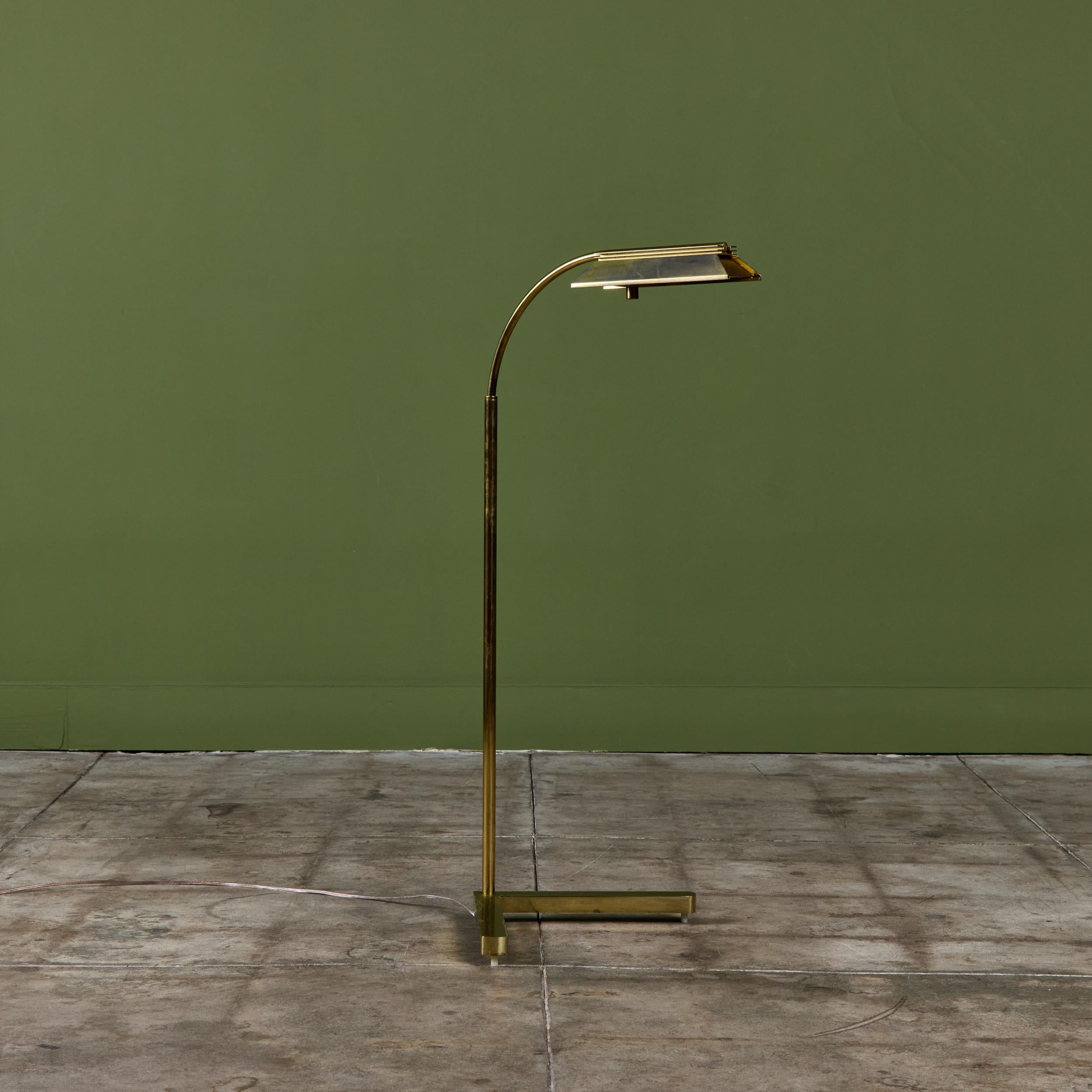 Casella Curved Stem Brass Floor Lamp For Sale 7