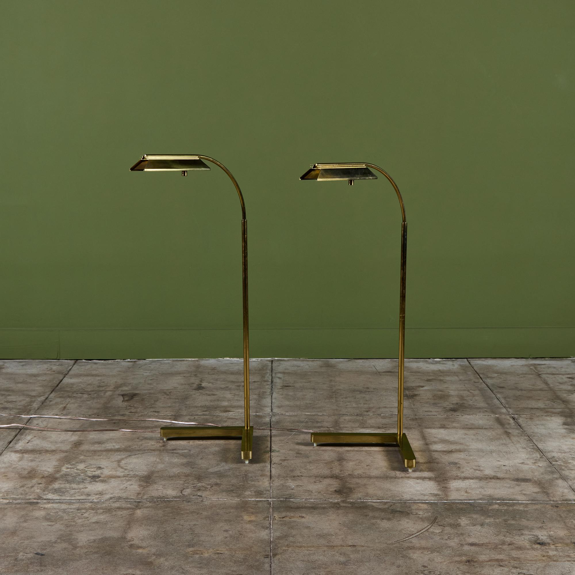 Casella Curved Stem Brass Floor Lamp For Sale 8