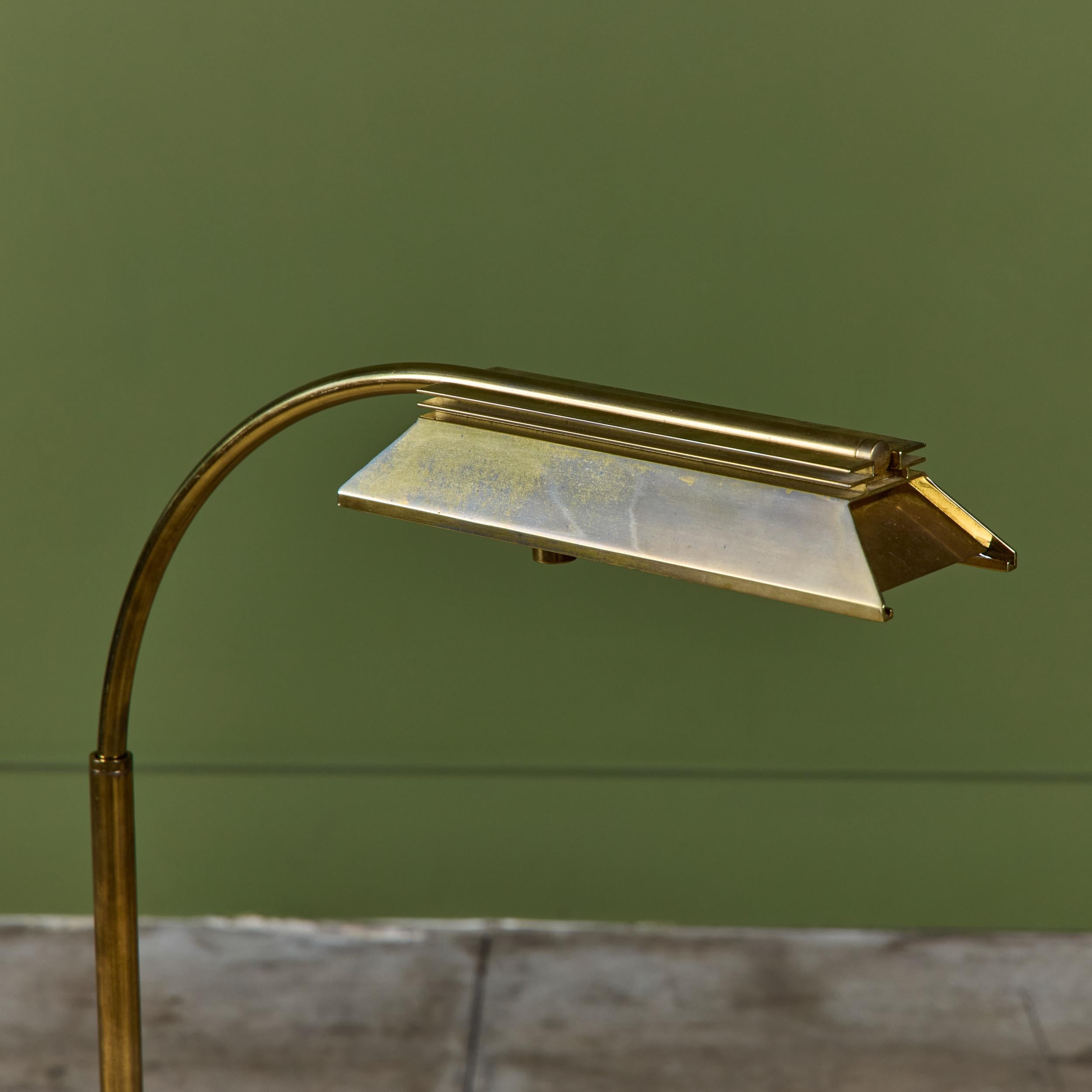 Casella Curved Stem Brass Floor Lamp For Sale 9