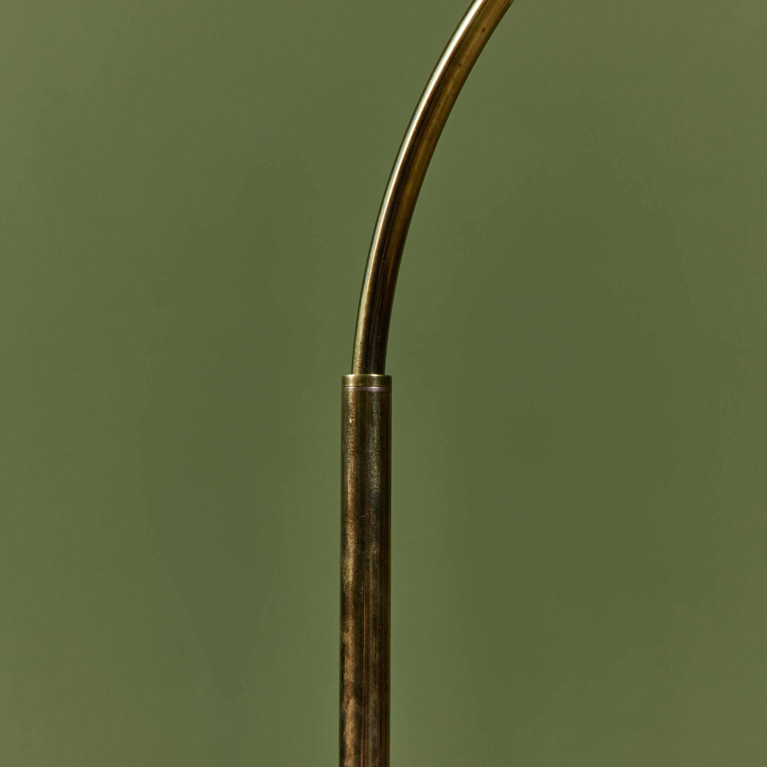 Casella Curved Stem Brass Floor Lamp For Sale 10