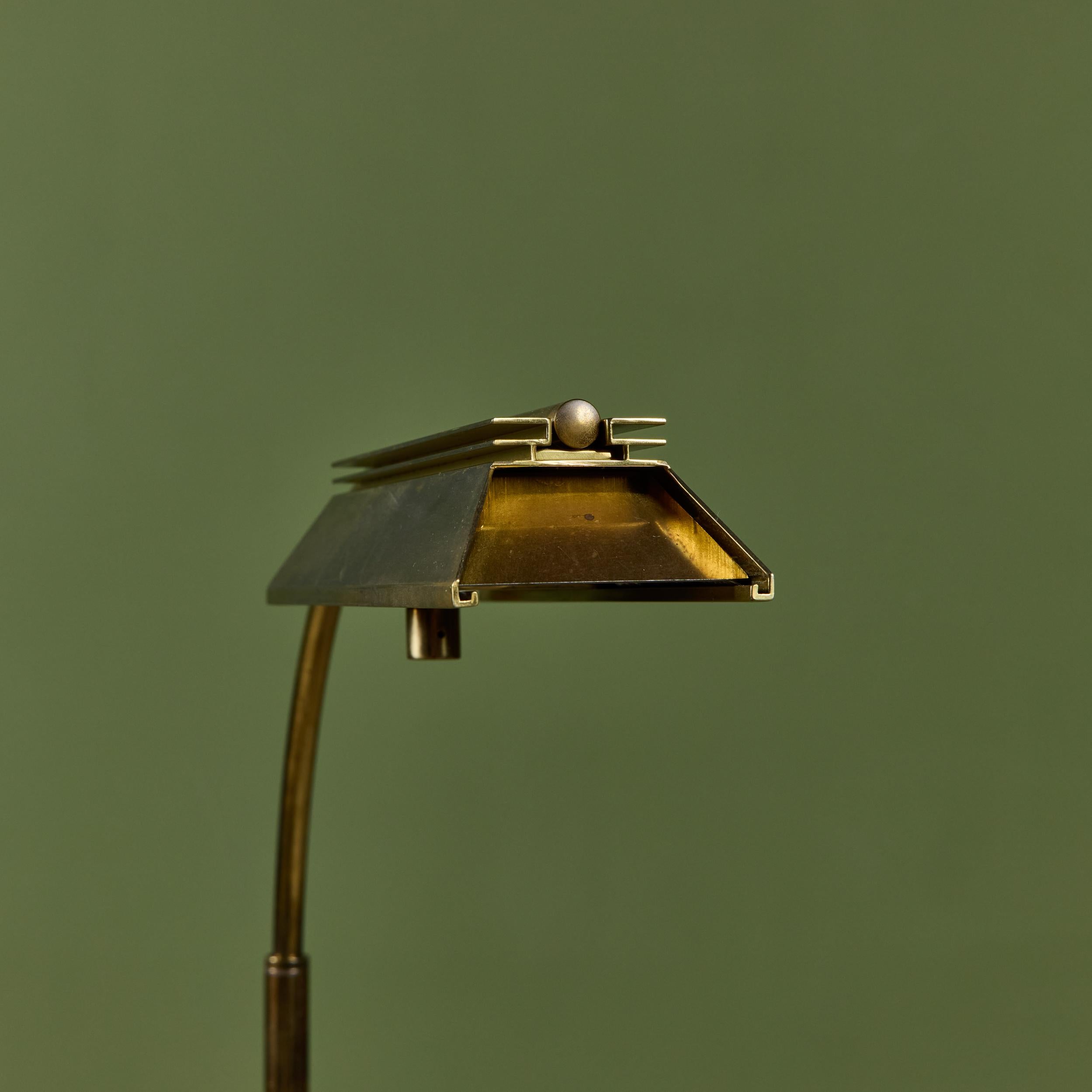 Casella Curved Stem Brass Floor Lamp For Sale 12