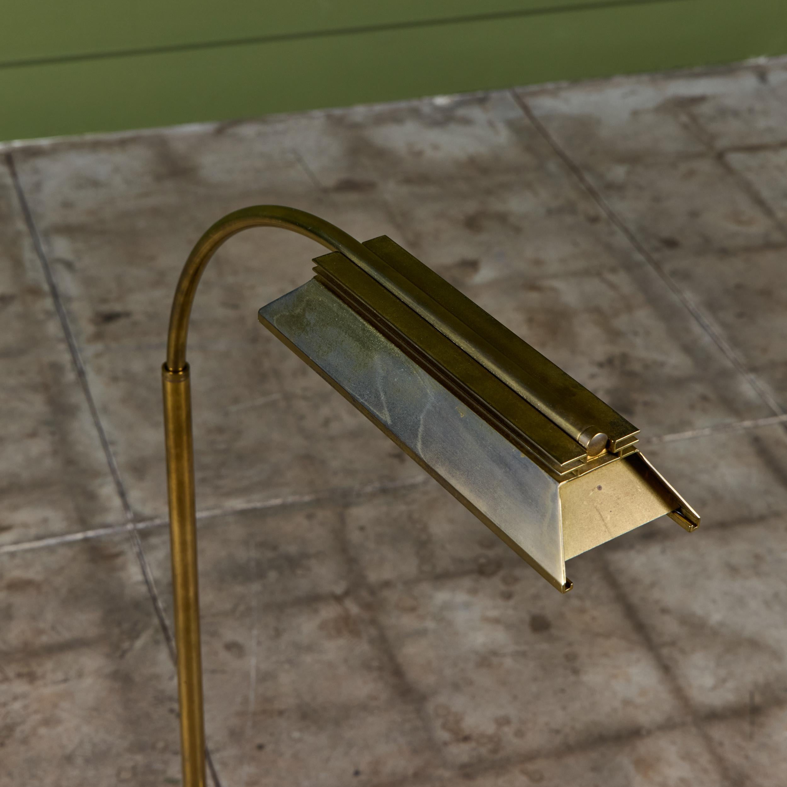Casella Curved Stem Brass Floor Lamp For Sale 13