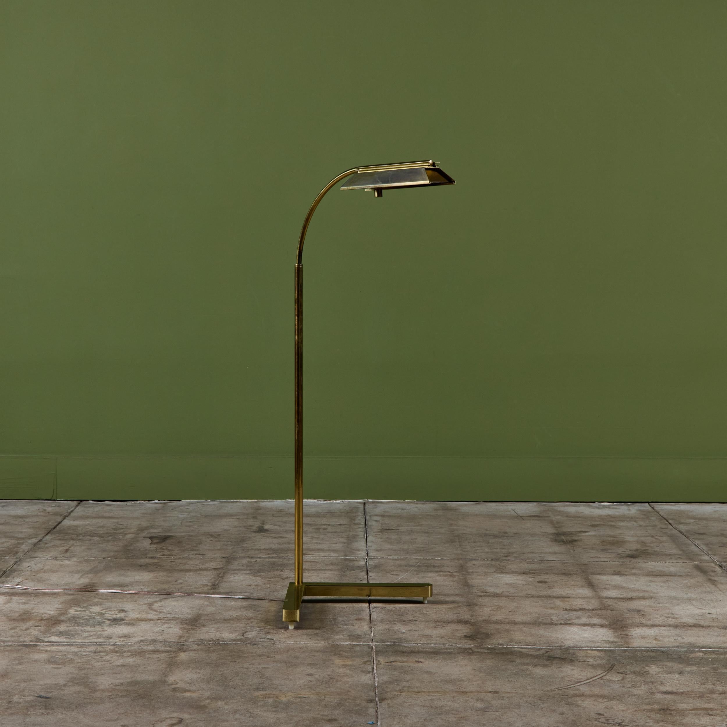 Casella Curved Stem Brass Floor Lamp For Sale 1