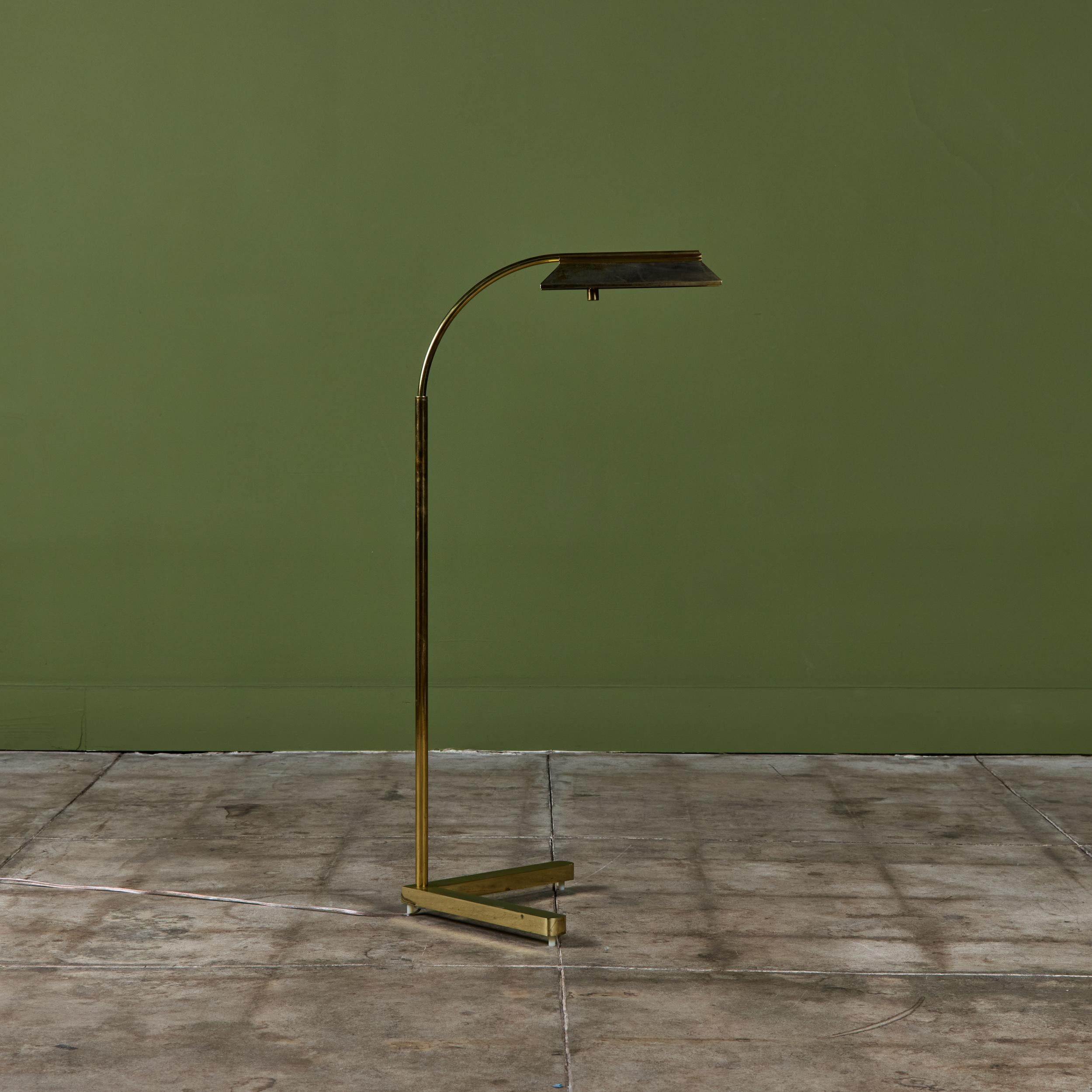Casella Curved Stem Brass Floor Lamp For Sale 2