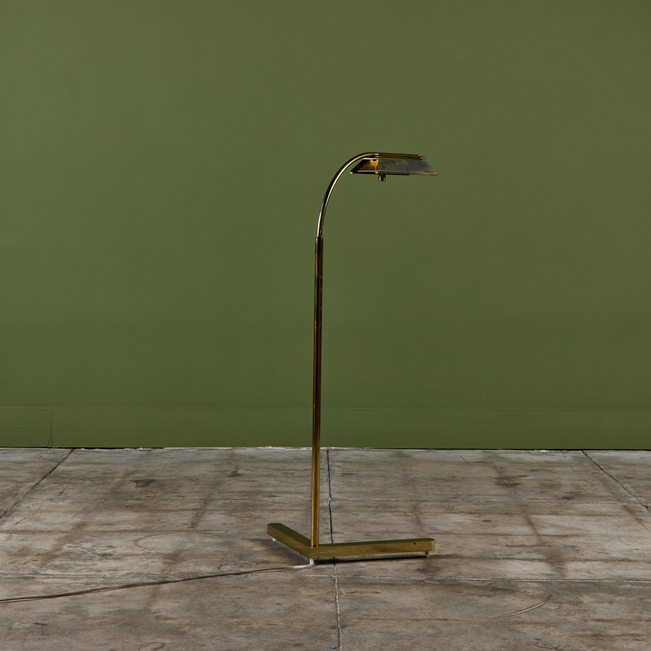 Casella Curved Stem Brass Floor Lamp For Sale 3