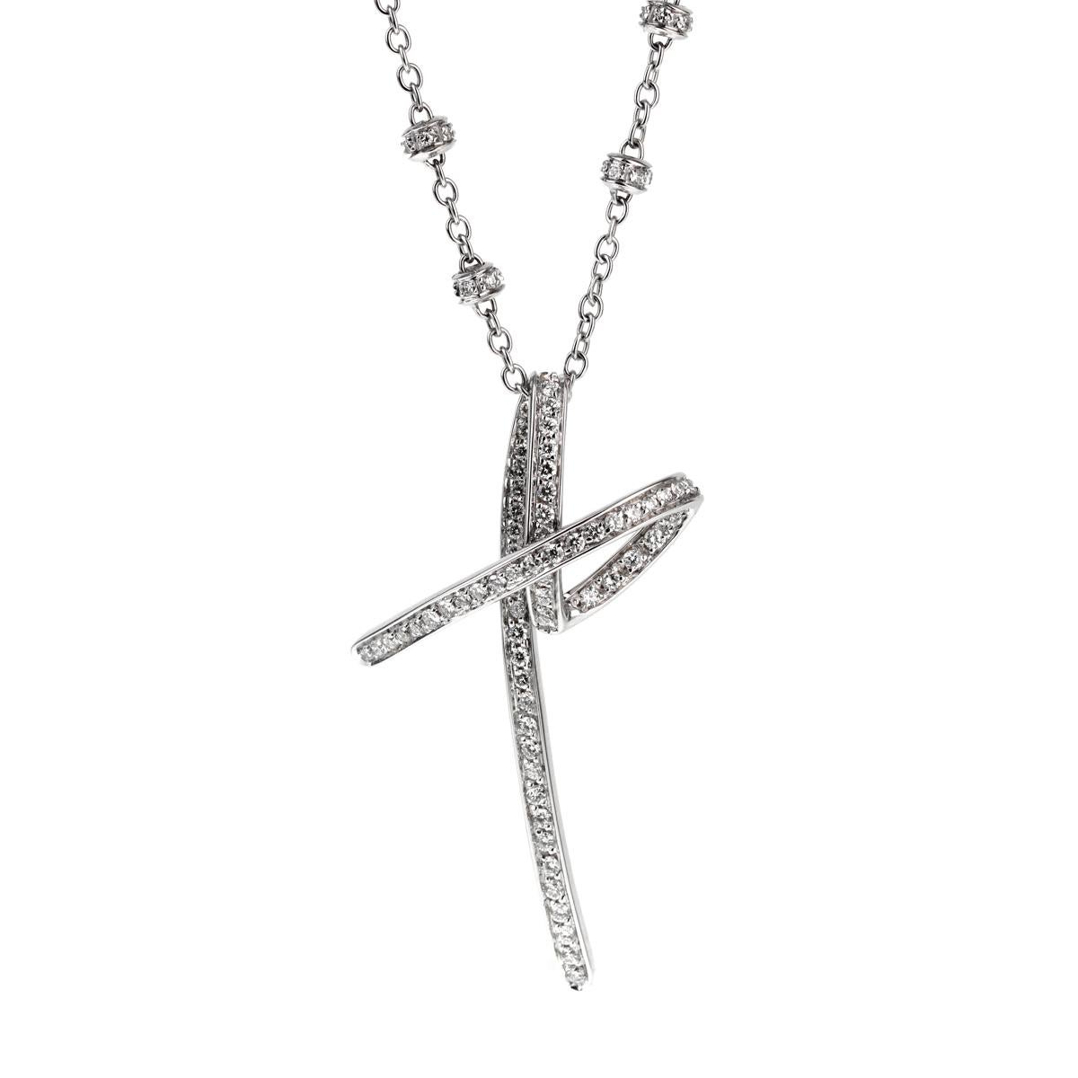 Casella Diamond White Gold Cross Necklace