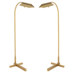 Brushed Brass Adjustable Fine Line Floor Lamps by Clarus Lighting for Casella