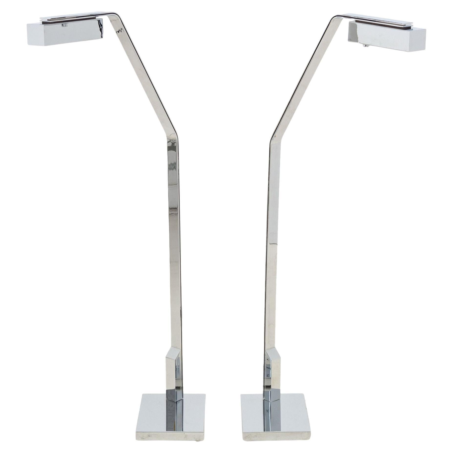 Casella Modern Chrome-Plated Floor Lamps, Pair For Sale
