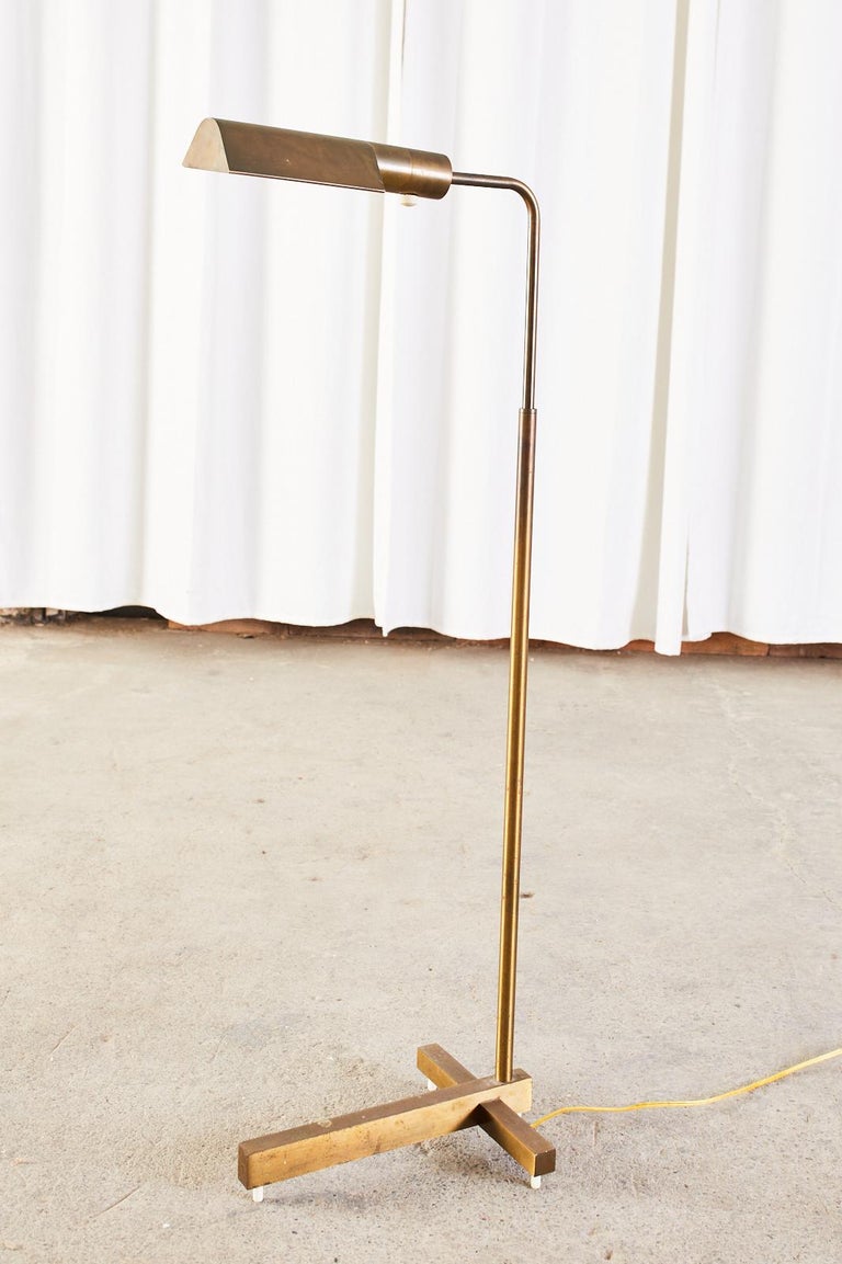 Casella Patinated Brass Height Adjustable Pharmacy Floor Lamp at 1stDibs