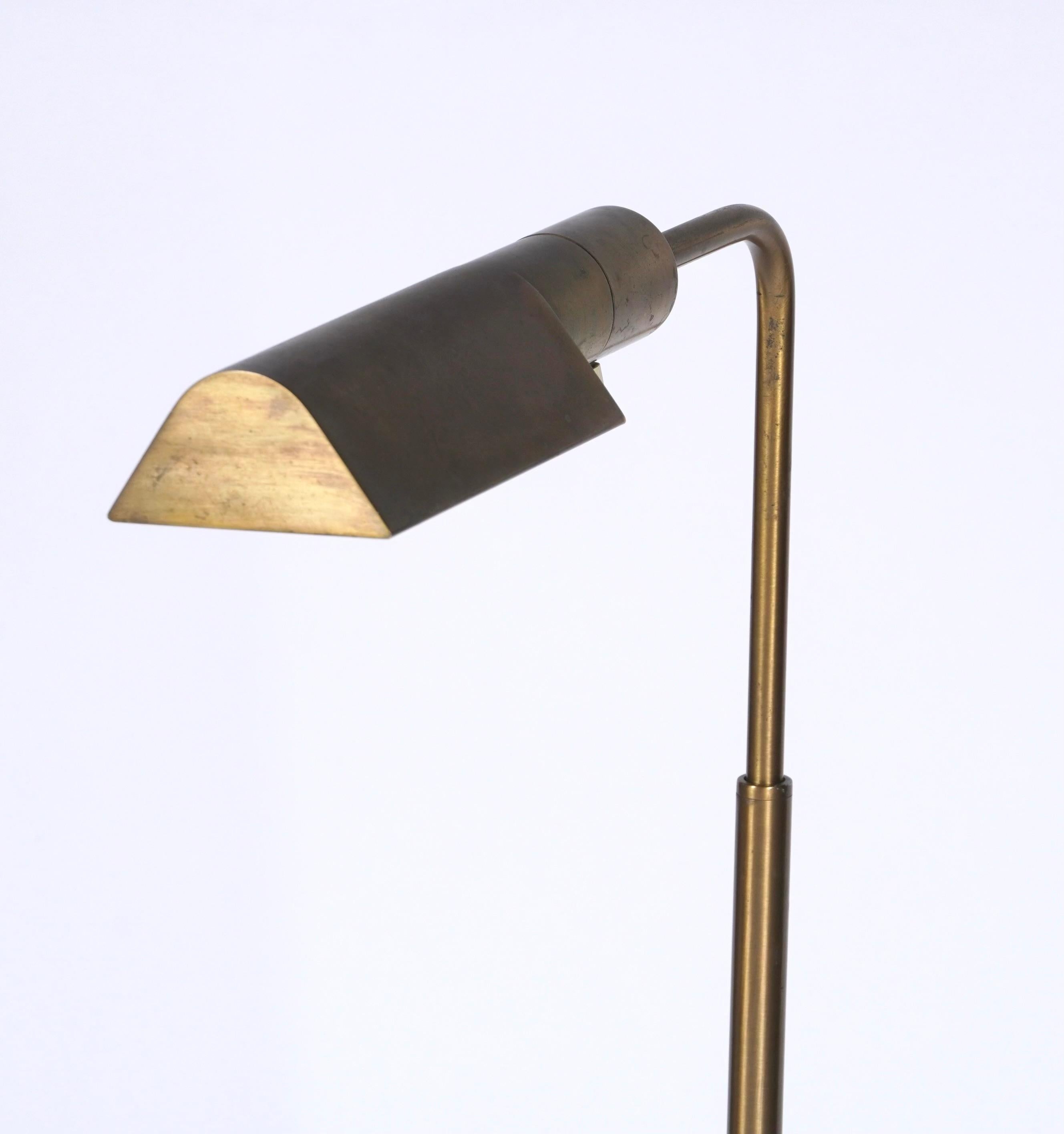Casella Patinated Brass Height Adjustable Pharmacy Floor Lamp of San Francisco 1