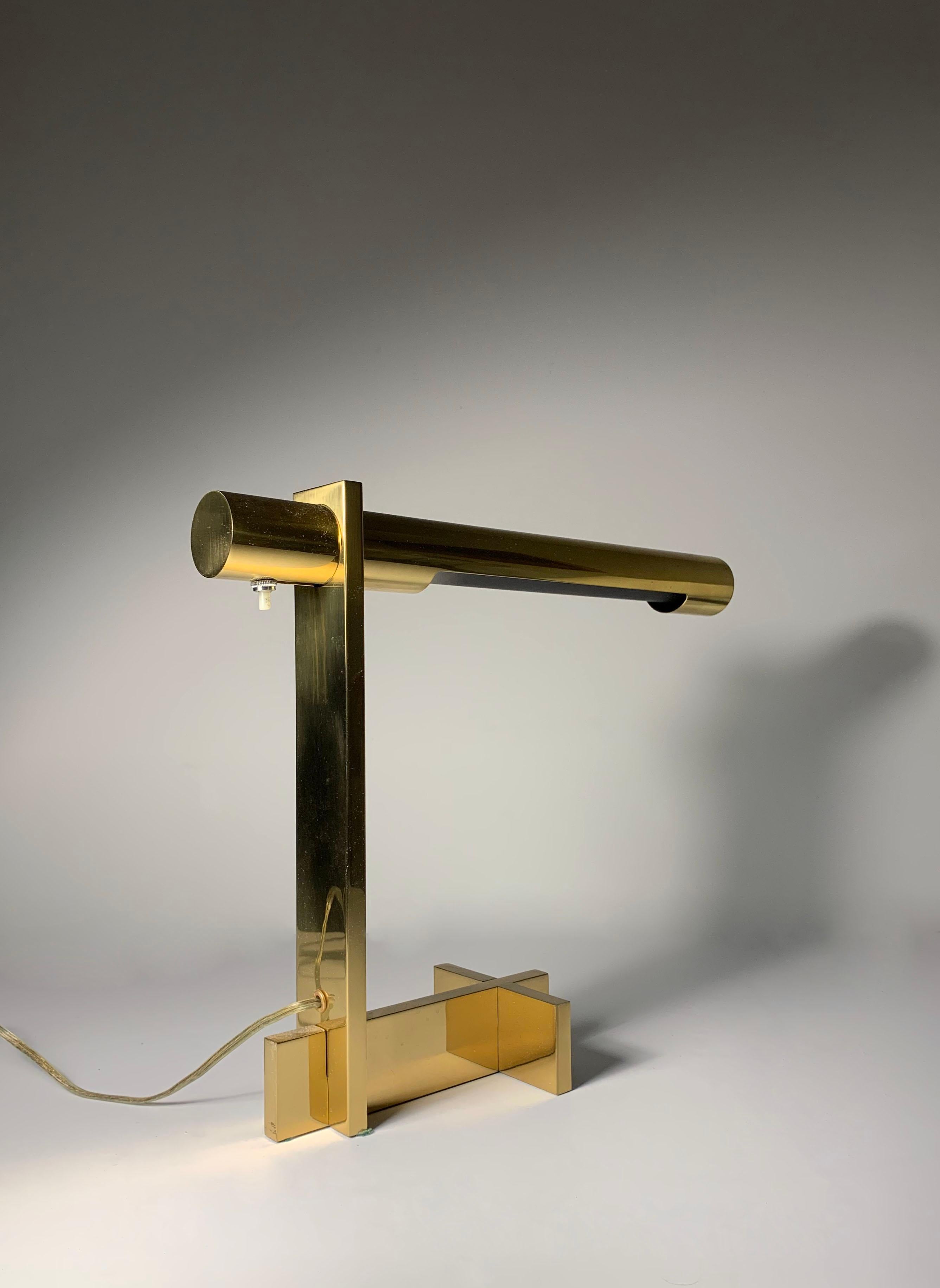 Bauhaus Casella Polished Brass Desk Lamp For Sale