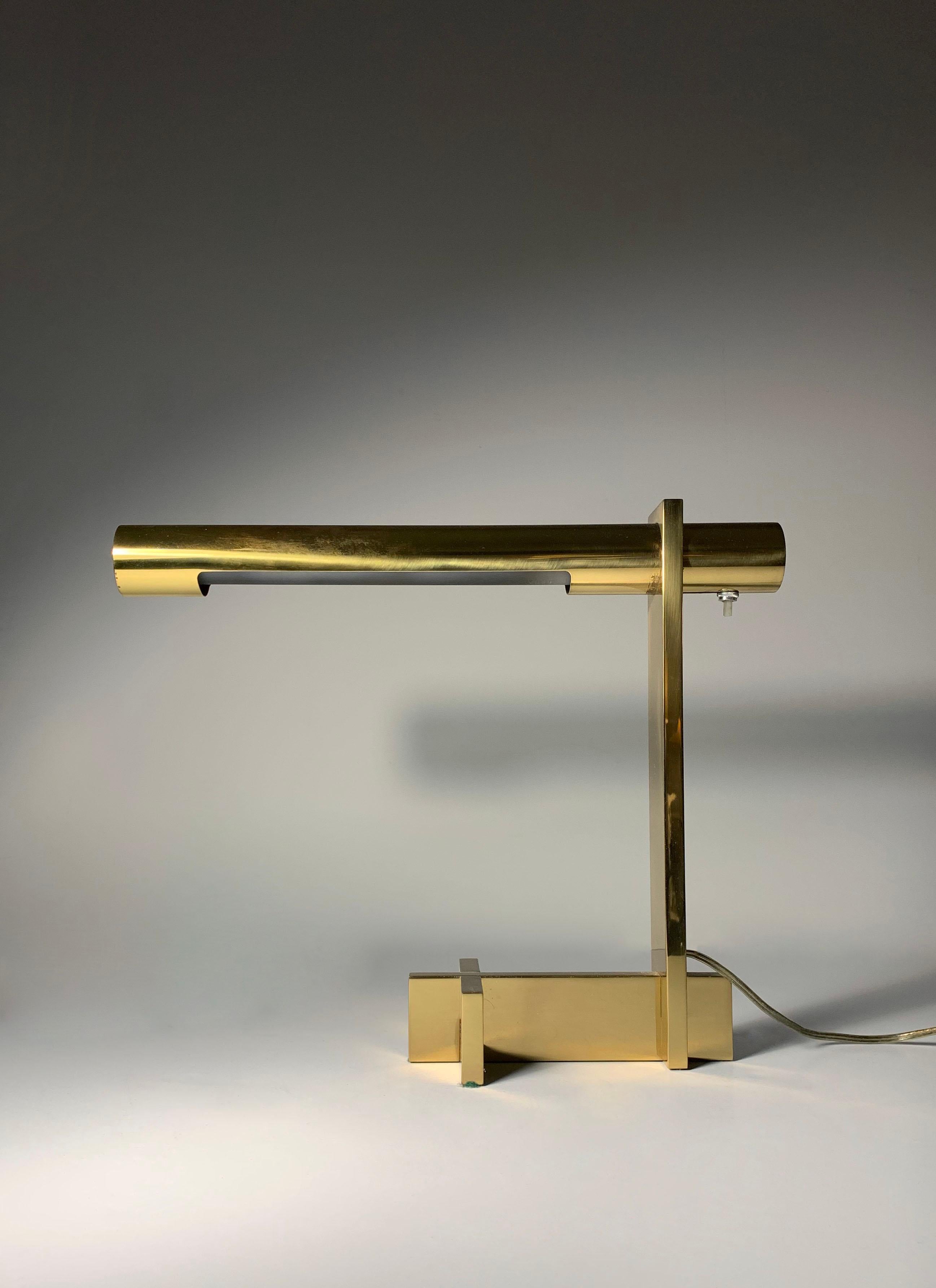 American Casella Polished Brass Desk Lamp For Sale