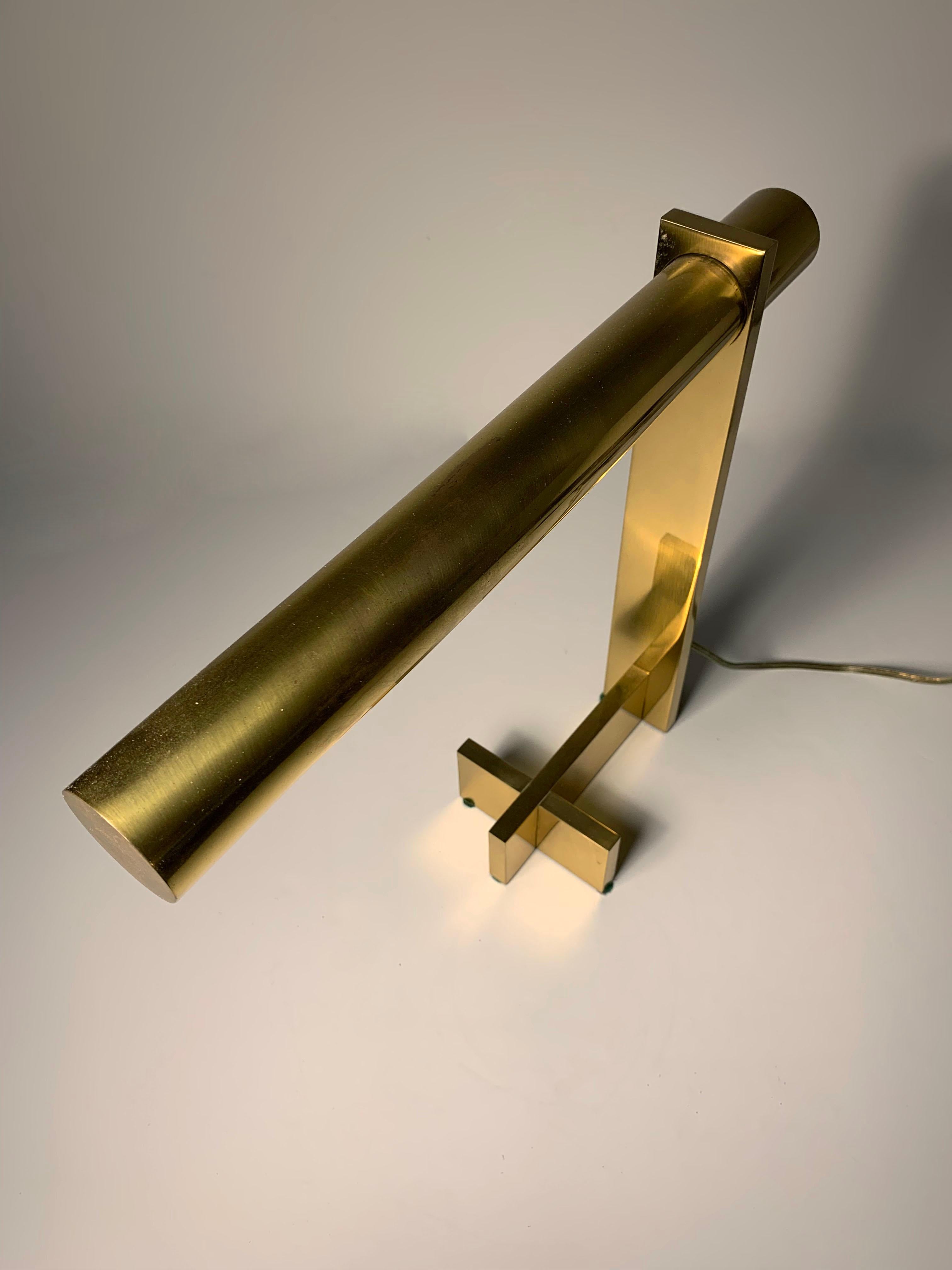 20th Century Casella Polished Brass Desk Lamp For Sale