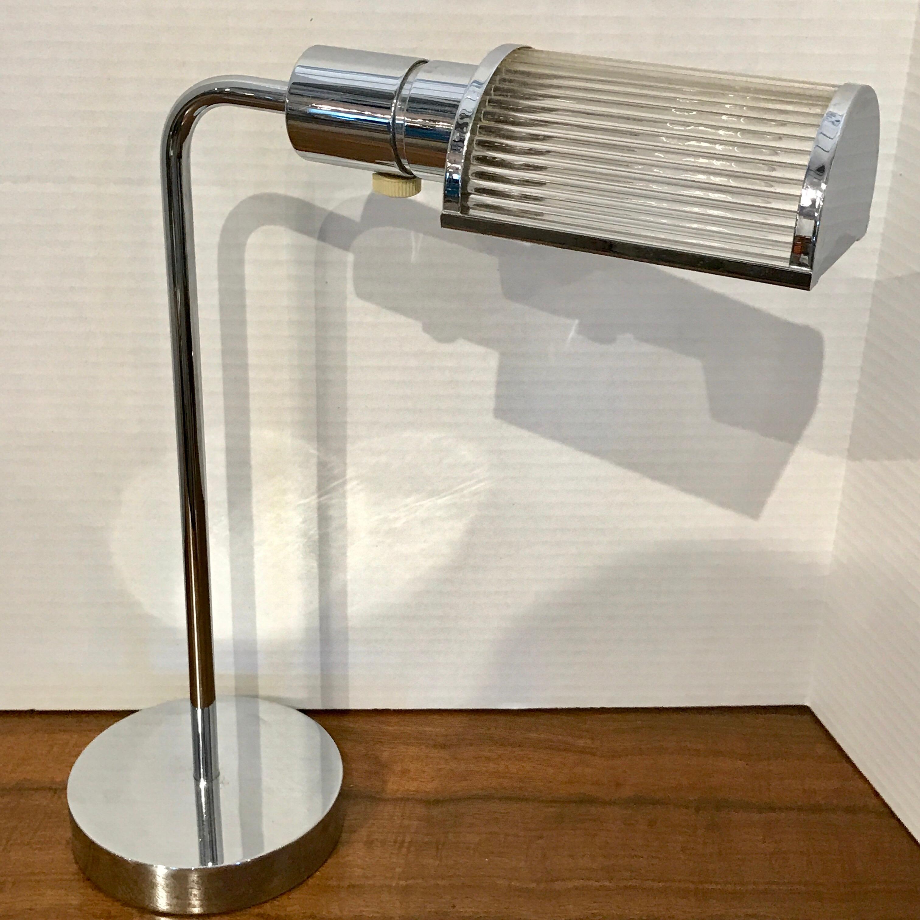 Casella Polished Chrome and Glass Rod Desk Lamp For Sale 2
