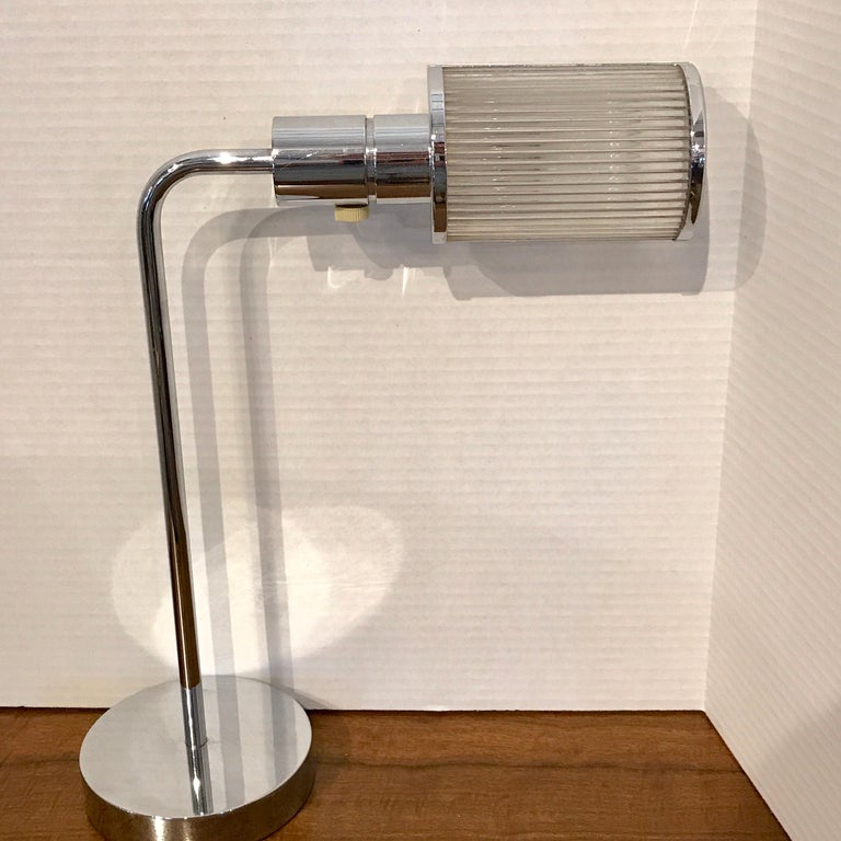 Casella Polished Chrome and Glass Rod Desk Lamp For Sale at 1stDibs