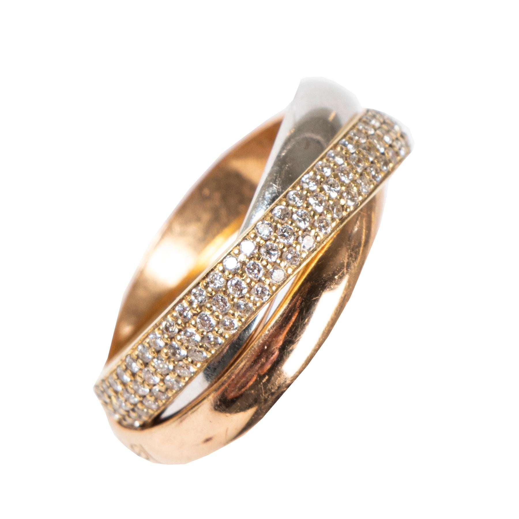 Taille brillant CaseMust de Cartier Bague Trinity Gold Diamond - Taille 52