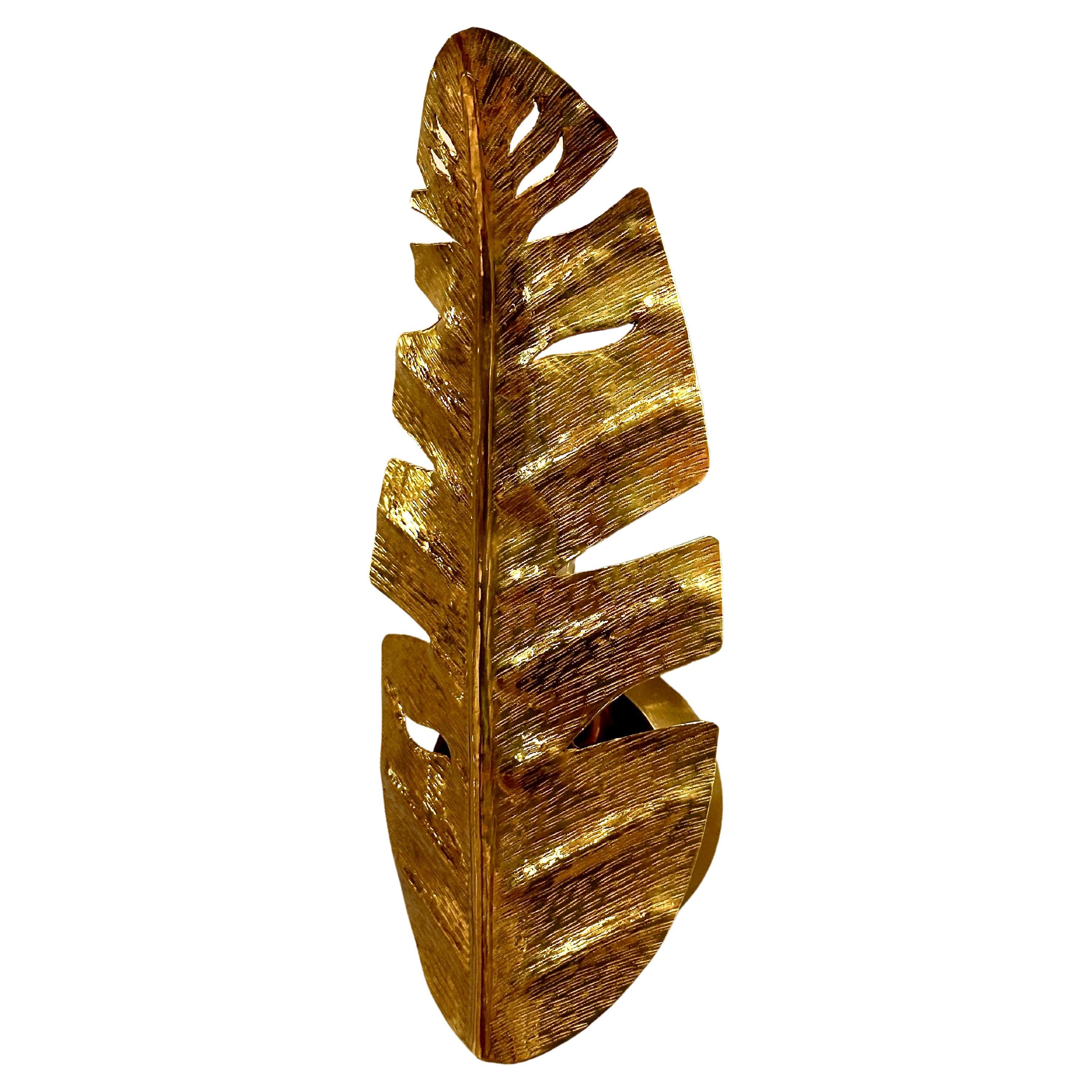 Caserta Hammered Brass Wall Sconce For Sale