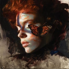Used "Coquelicot" Oil painting 12" x 12" inch by Casey Baugh