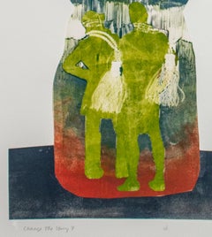 Cambia la historia 7, original monocopia surrealista en técnica mixta sobre papel firmada