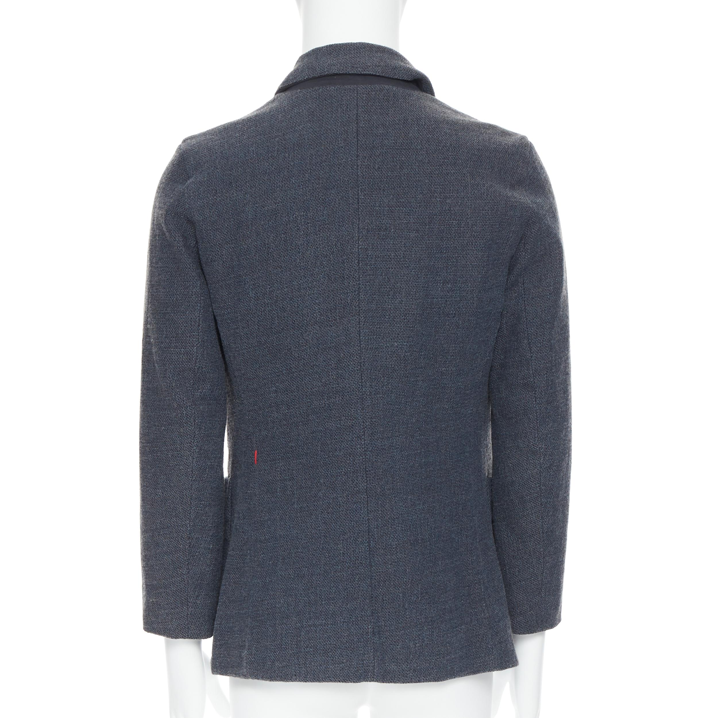 Men's CASEY CASEY navy blue wool 3-button patch pocket casual blazer jacket S