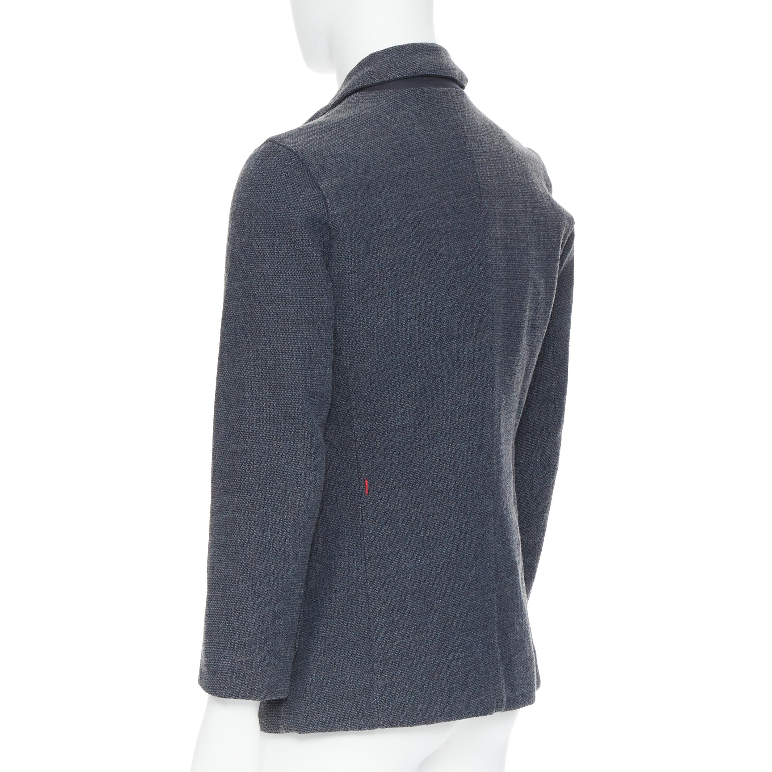 CASEY CASEY navy blue wool 3-button patch pocket casual blazer jacket S 1