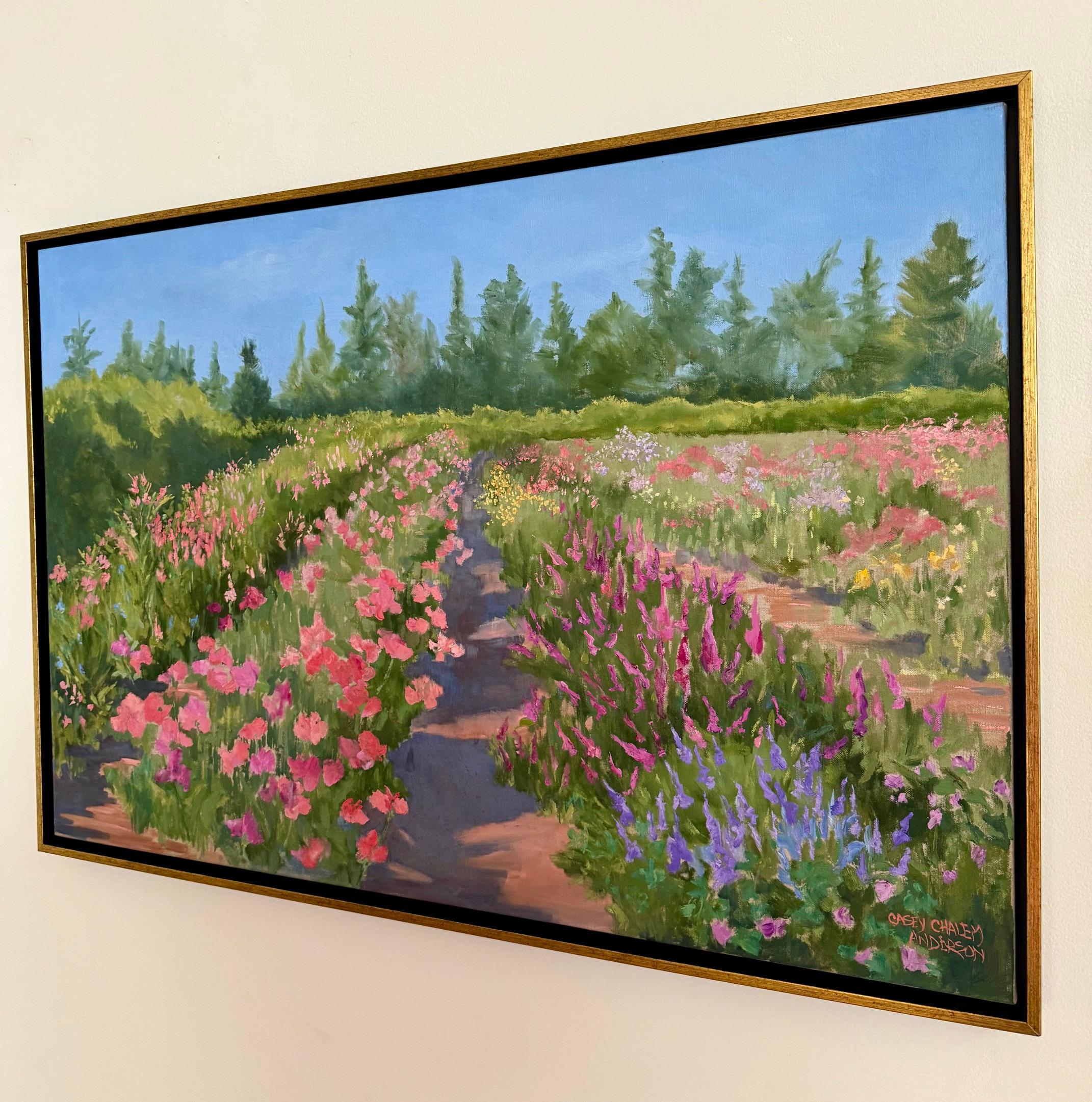 Blumenfeld (Grau), Landscape Painting, von Casey Chalem Anderson