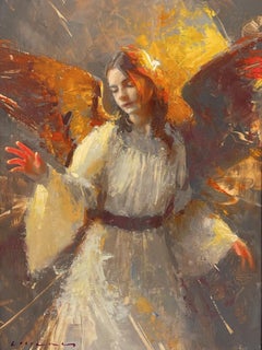 "Candescent" by Casey Childs, Oil Painting, Female Angel (2022)